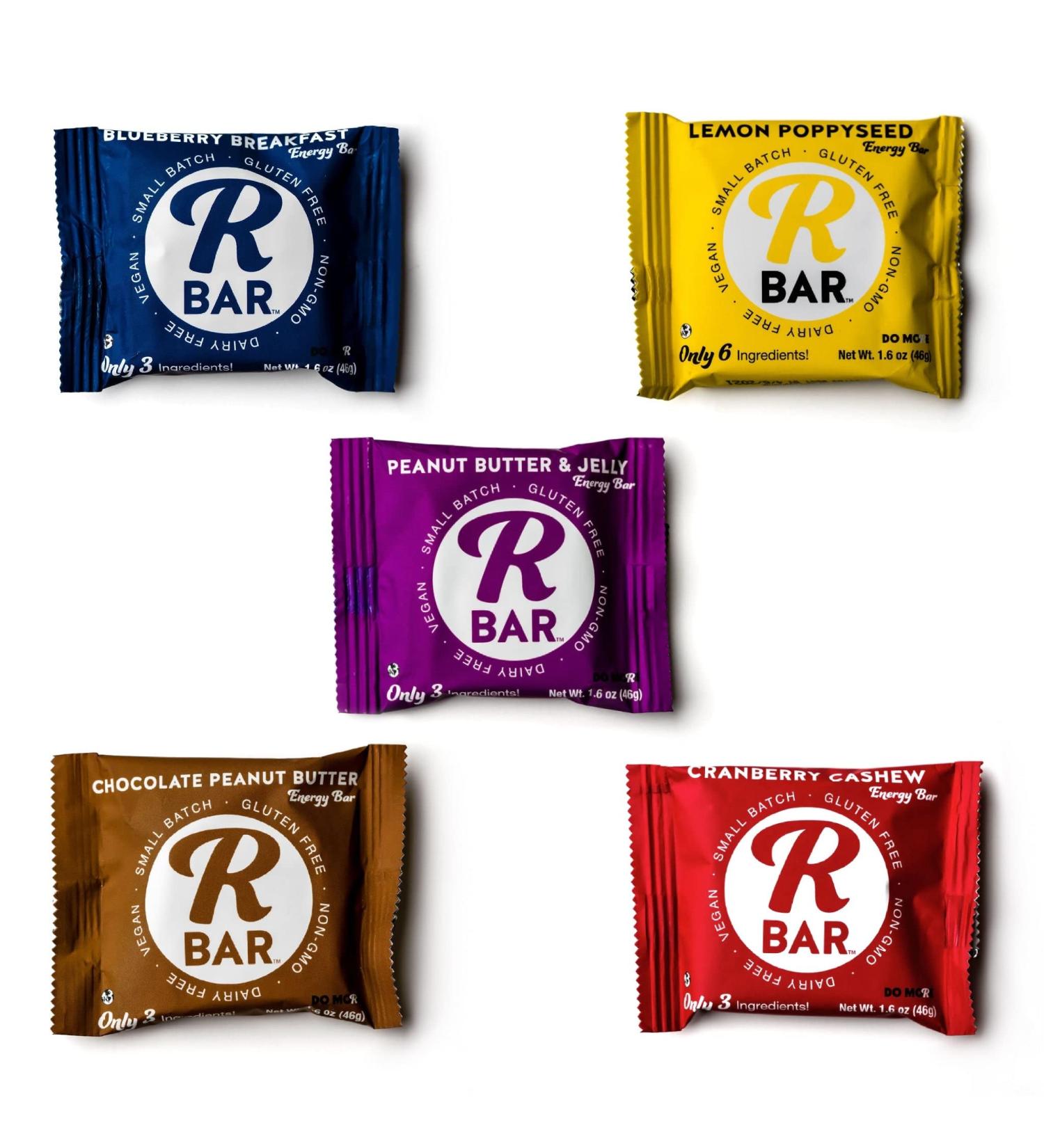 RBar Energy Bar Starter Pack Variety - Dairy & Gluten Free, Vegan Protein Snack with Just 7 Ingredients - 10 Pack - Buy Online on GoSupps.com