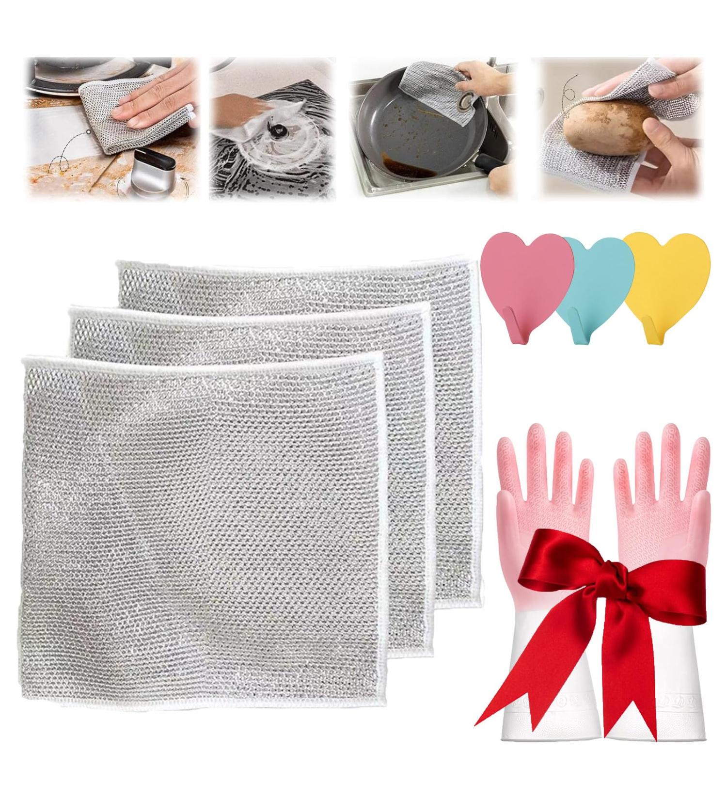 Stellaya Wire Dishwashing Rags Multipurpose Wire Dishwashing Rags for Wet and Dry Multifunctional Non-Scratch Wire Dishcloth Non Scratch Wire Dishcloth for Dishes Sinks Counters (3Pcs) - Buy Online on GoSupps.com