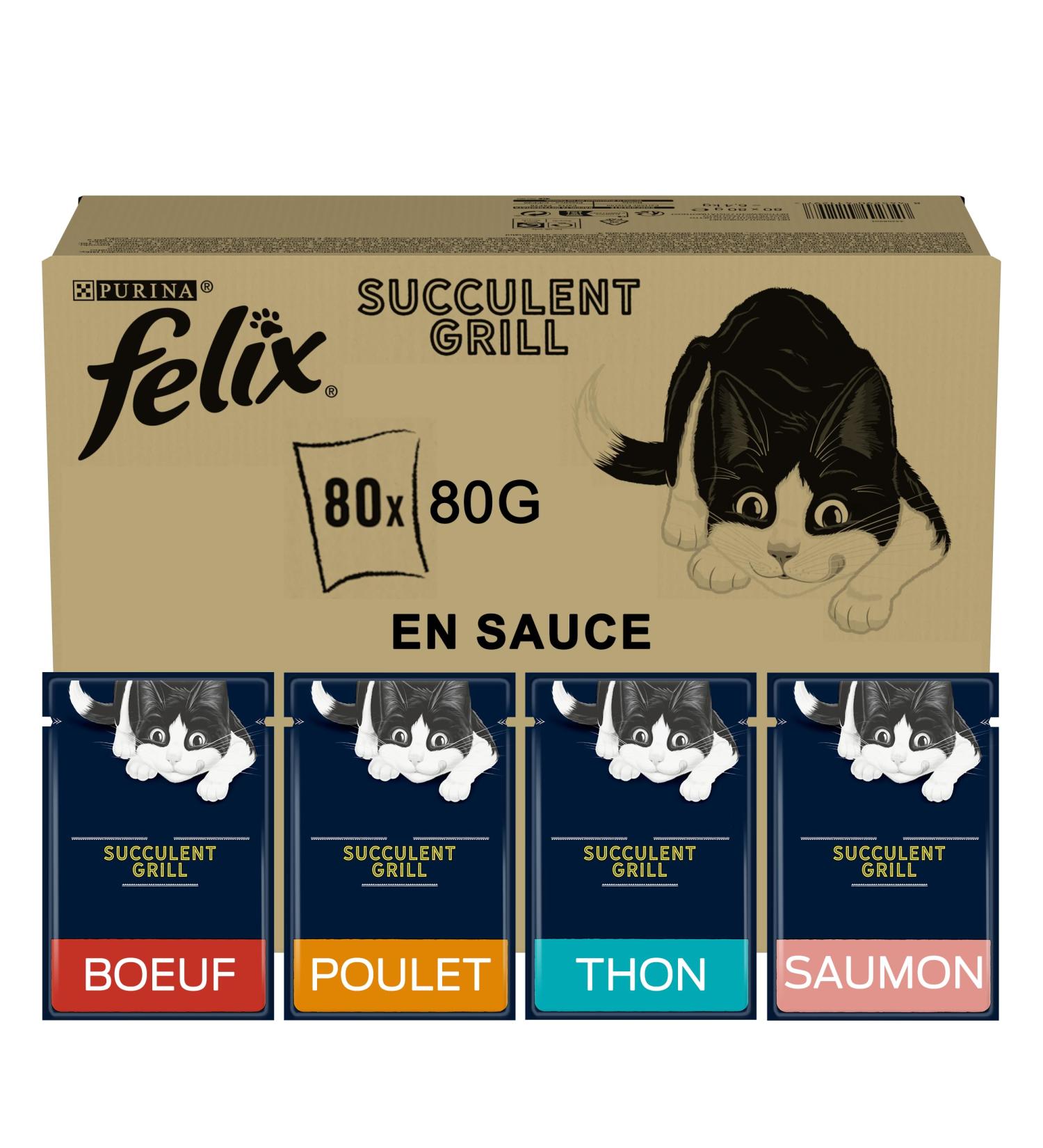 FELIX Succulent Grill Chicken Beef Salmon Tuna in Sauce 80X80g - Buy Online on GoSupps.com