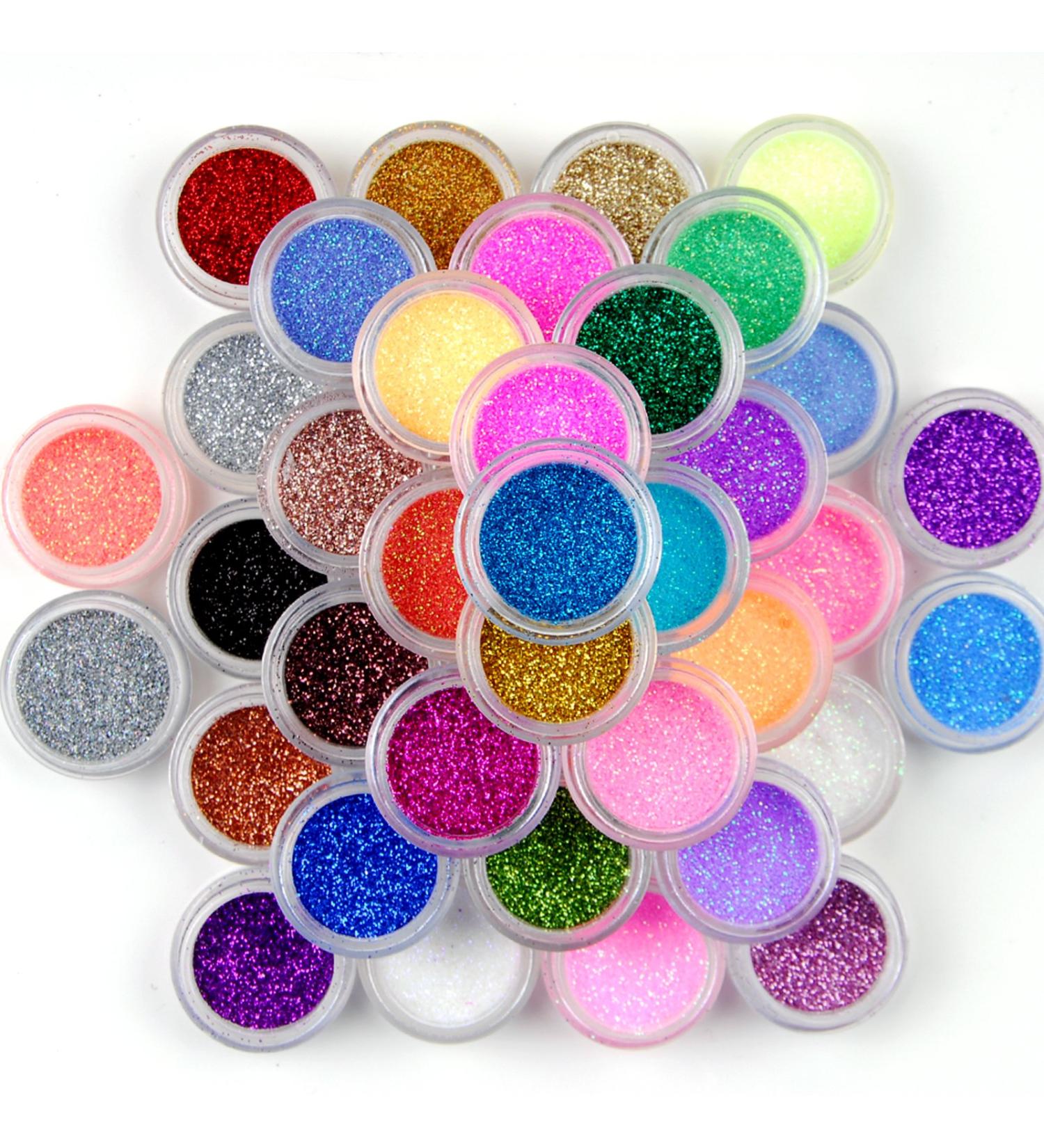 Surepromise 45 Colors Eyeshadow & Nail Art Glitter Powder Set - 45 Piece Mix Colors Pigment Collection - Buy Online on GoSupps.com