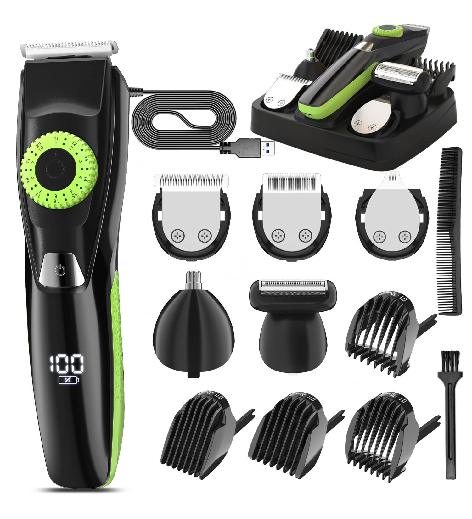 YABIFE Beard Trimmer for Men - Grooming Kit for Beard and Mustache - Waterproof Electric Trimmer - Gifts for Men - 40 Precisions Adjustable - Green - Buy Online on GoSupps.com