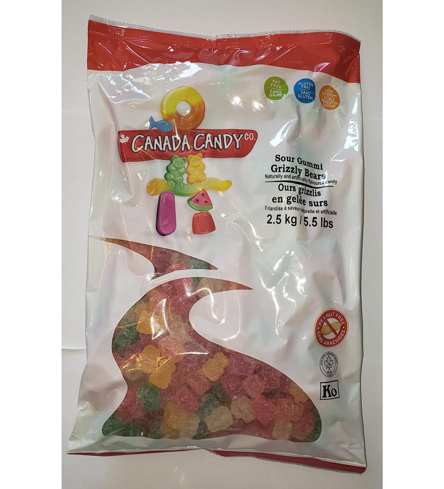 CANADA CANDY Assorted Sour Gummi Grizzly Bears Assorted Fruit 2.5 Kilogram