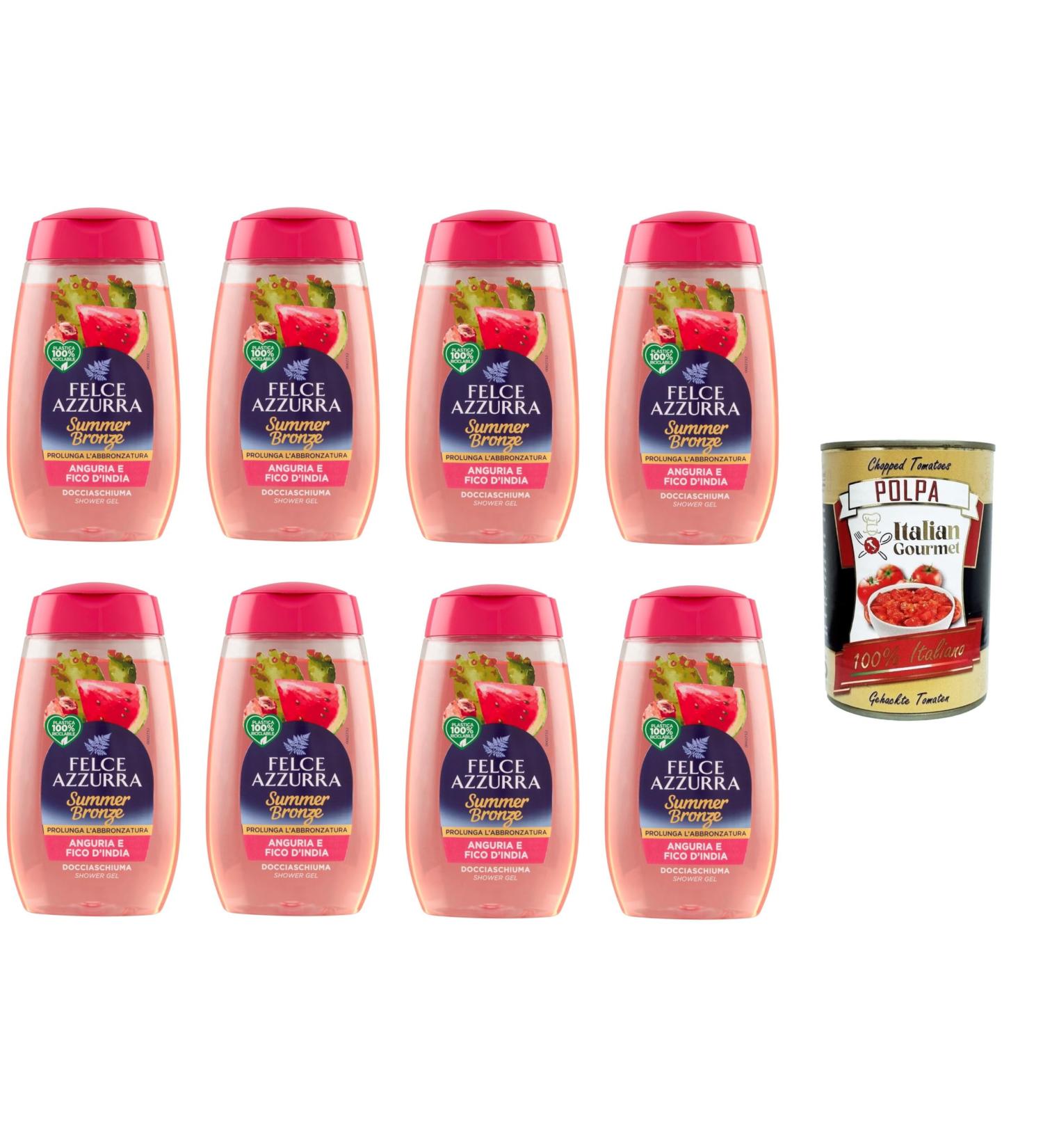  Italian Gourmet E.R. Felce Azzurra Doccia Summer Bronze Watermelon and Prickly Pear Shower 8 x 250 ml + Italian Gourmet Pulp 400 g - Buy Online on GoSupps.com