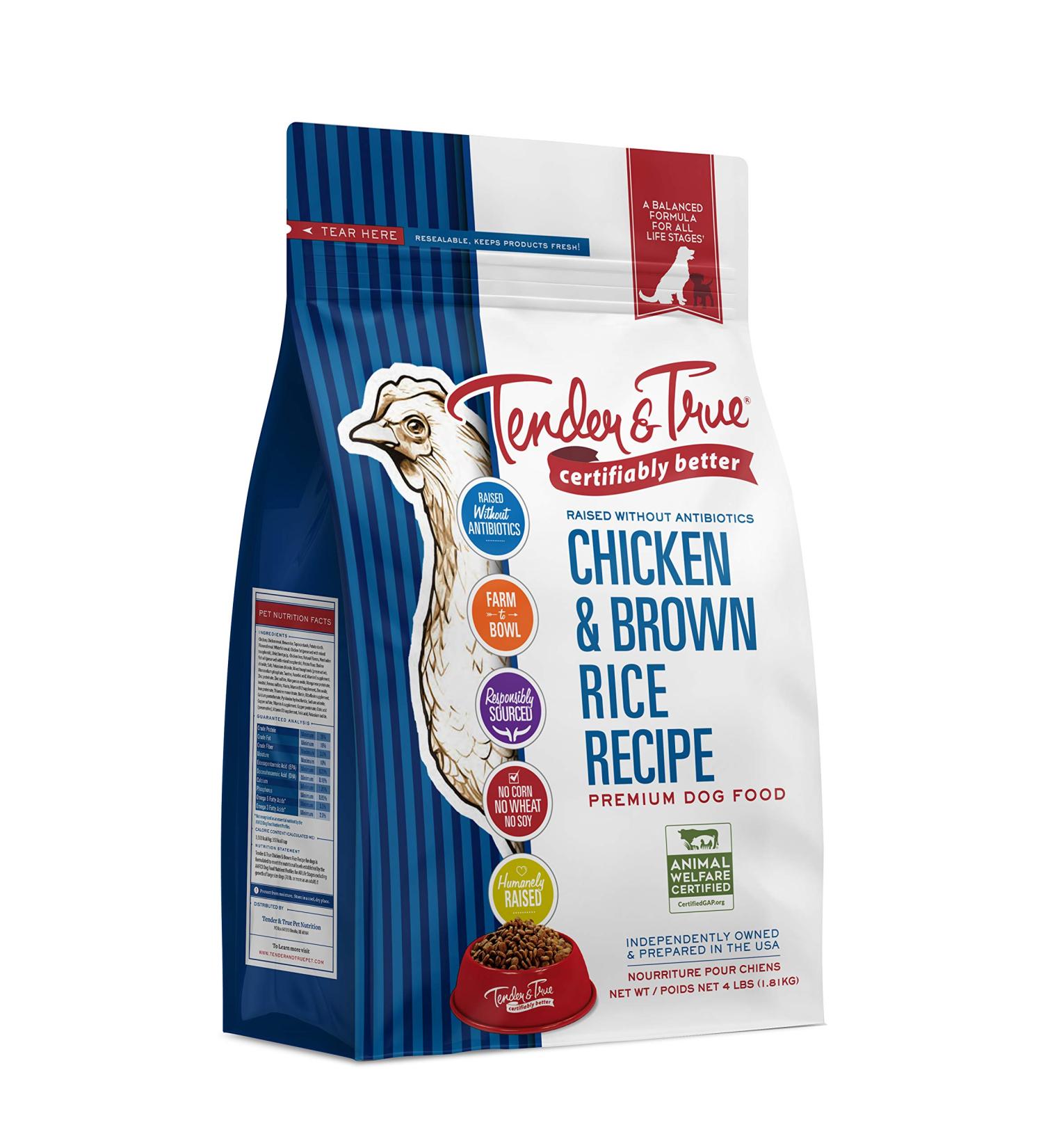 Tender & True Chicken & Brown Rice Dog Food - Antibiotic-Free | 4 lb - Buy Online on GoSupps.com