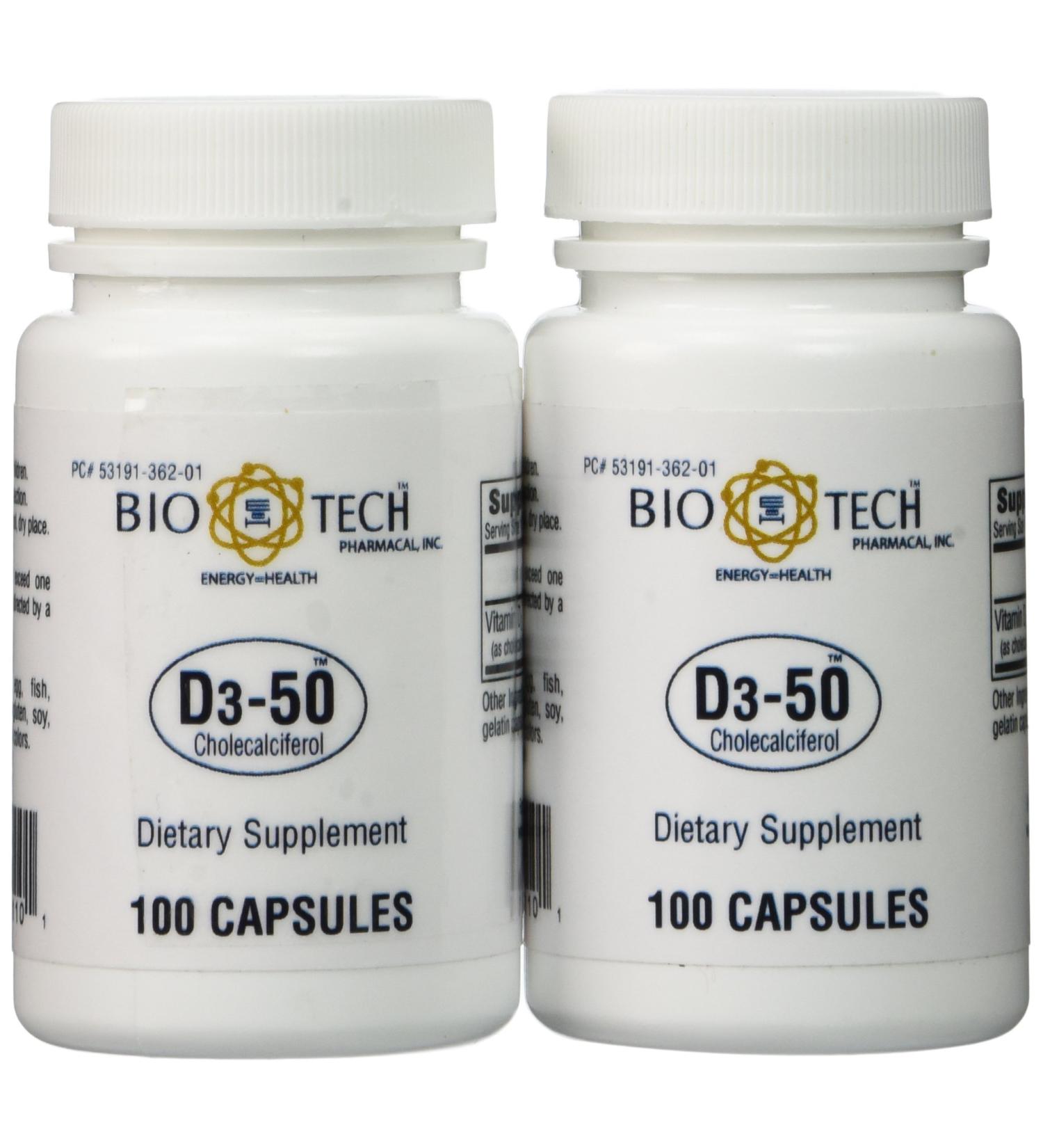Bio-Tech D3-50 50,000 IU 100 Count - Pack of 2 | High Potency Vitamin D Supplement - Buy Online on GoSupps.com