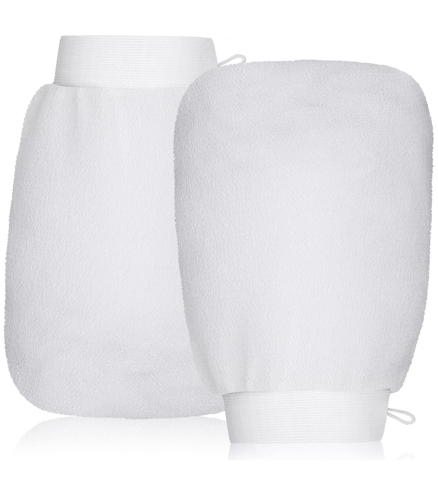 Prousky 2-Piece Body Peeling Gloves | Double-Sided Exfoliating Bath Mitts for Dead Skin Removal - Perfect for Spa Shower & Bathroom (White) - Buy Online on GoSupps.com