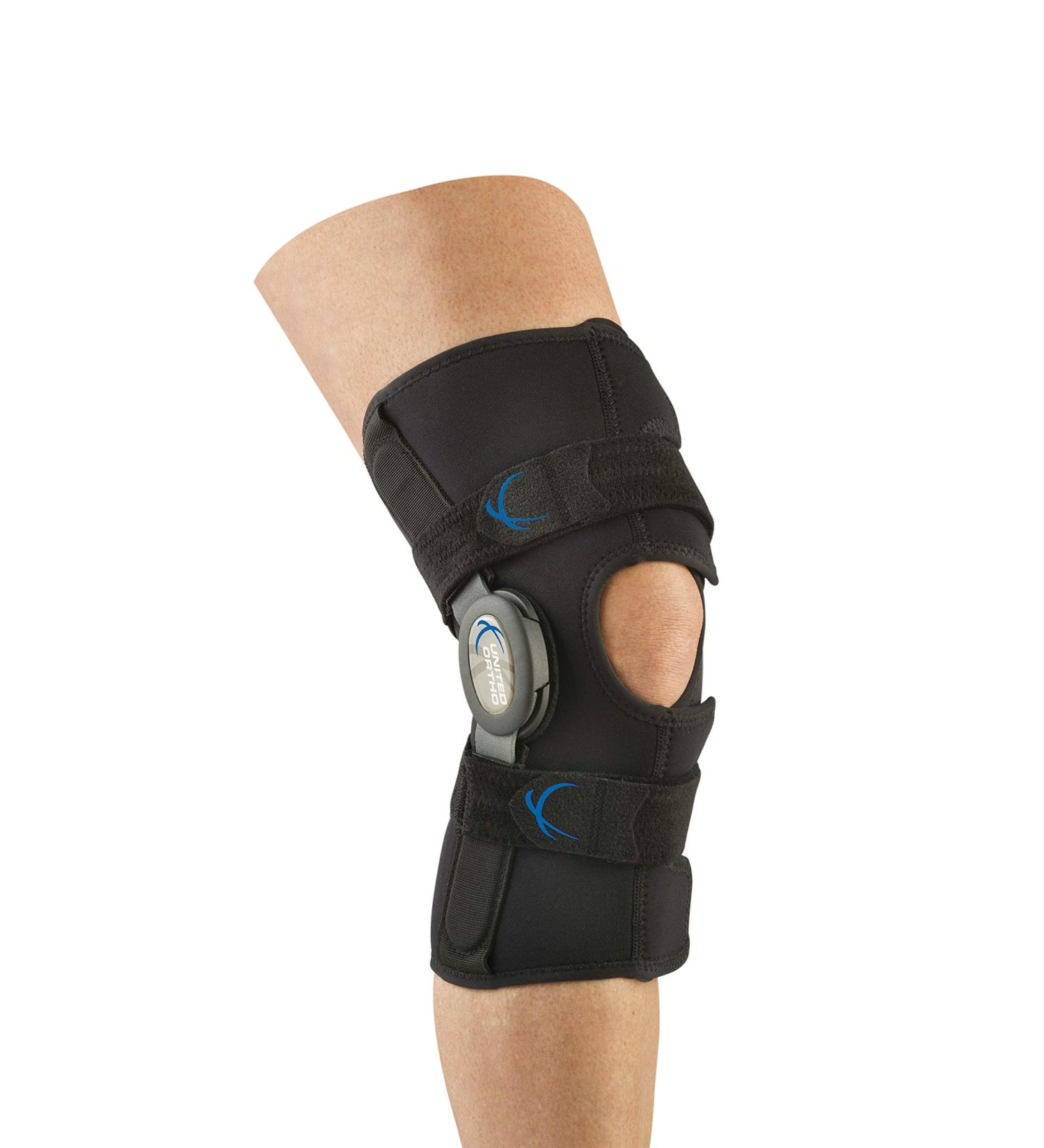 Shop United Ortho 300170-05 Short Neoprene Wraparound Hinged Knee Brace - Medium Black | International Shipping Available - Buy Online on GoSupps.com