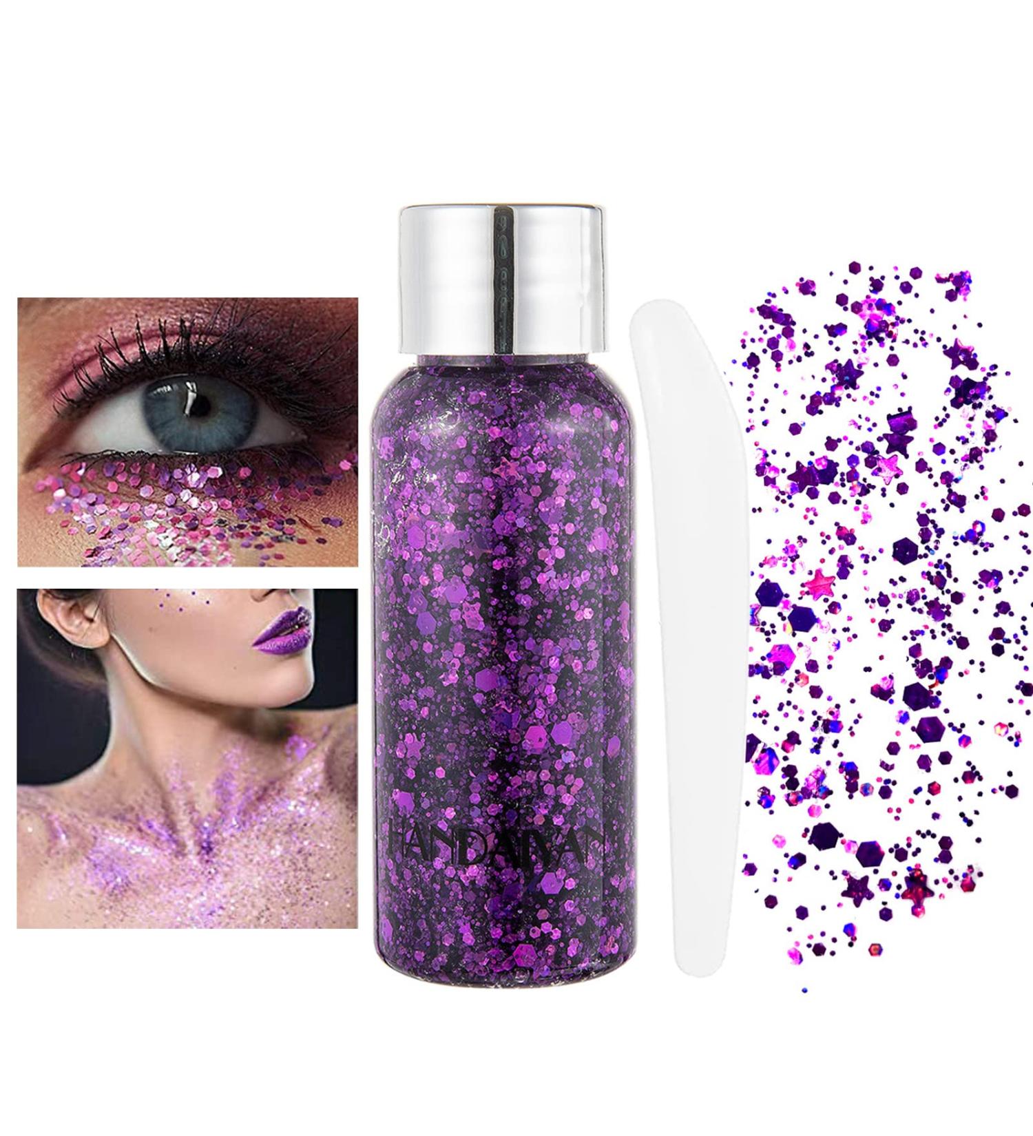 Body Glitter Gel - Long Lasting Purple Chunky Liquid Glitter for Festivals & DIY Arts Crafts - Buy Online on GoSupps.com