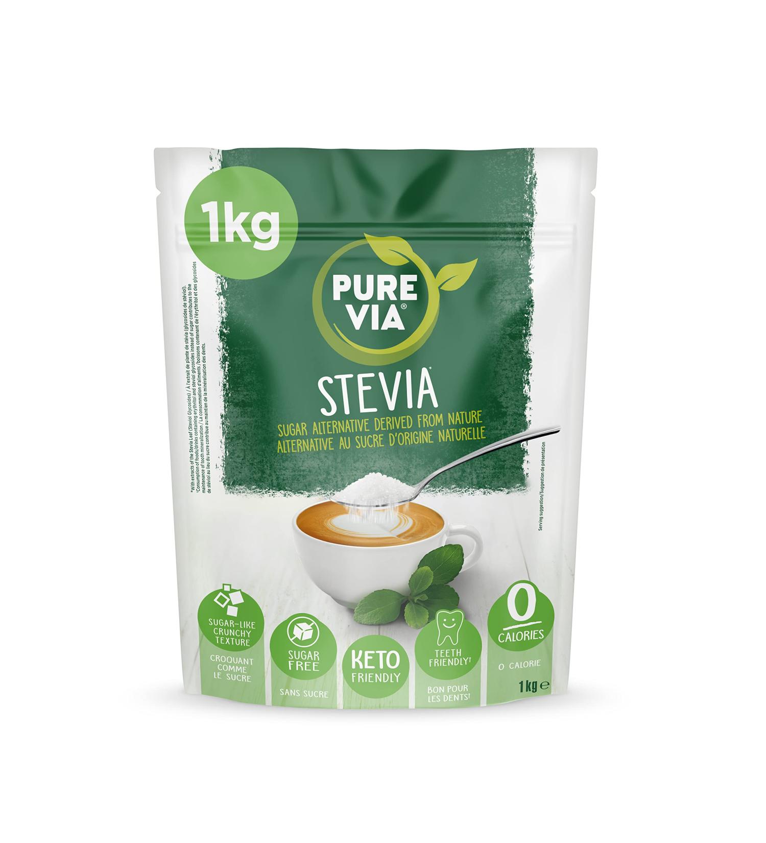 Pure Via Stevia Leaf Sweetener Beads 1kg - Natural Value Pack Equivalent to 2kg Sugar - Buy Internationally - Buy Online on GoSupps.com