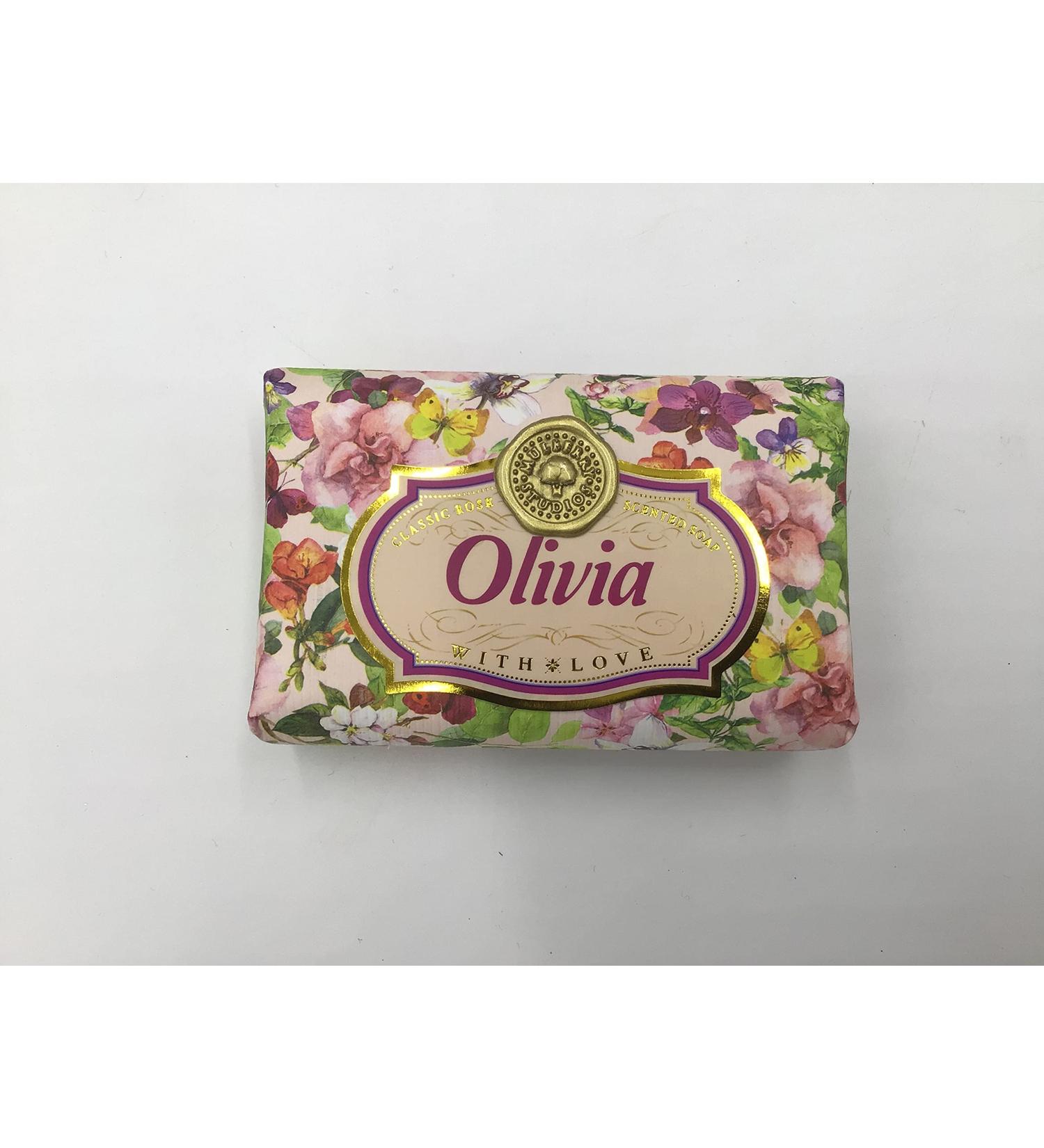Olivia - Gift Soap Bar For Her Birthday Rose Scent Mum Grandmother Cleanser Lather Present Girl