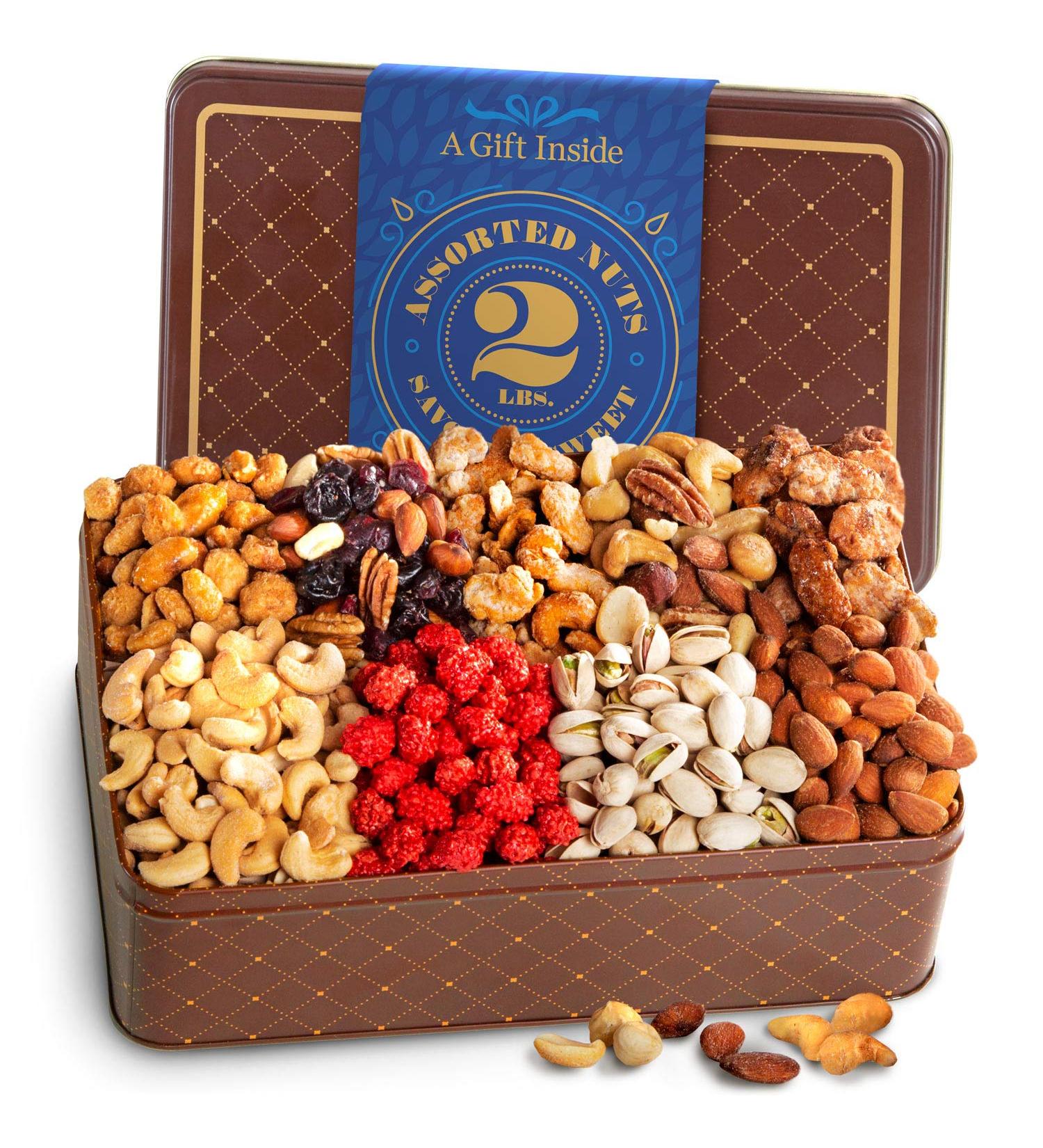 Two Pound Assorted Roasted Nuts Gift Tin - Buy Online on GoSupps.com