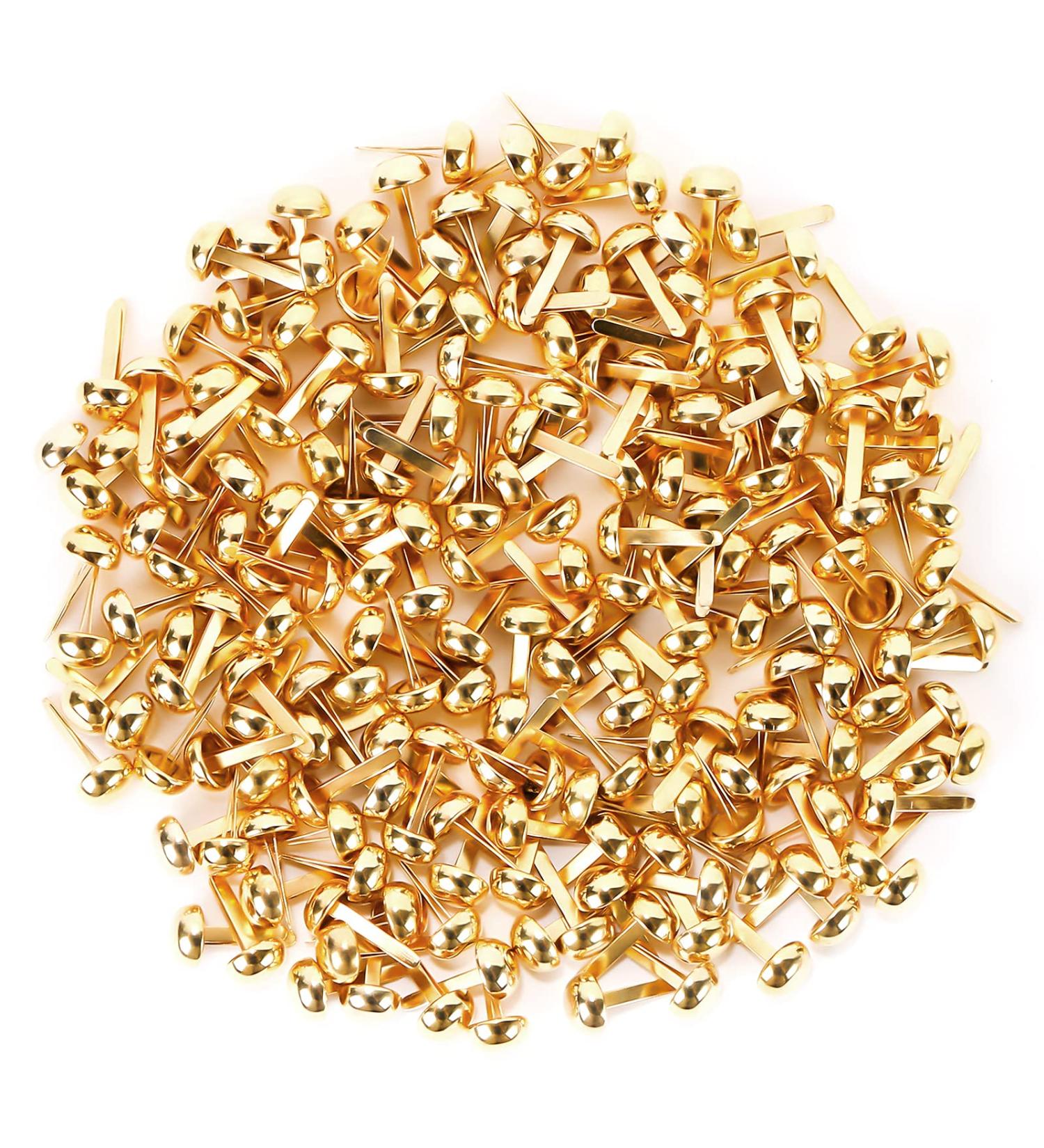Aooba 100 PCS Mini Gold Brads for Crafting & Scrapbooking - 8x15mm Round Brass Metal Fasteners - Buy Online on GoSupps.com