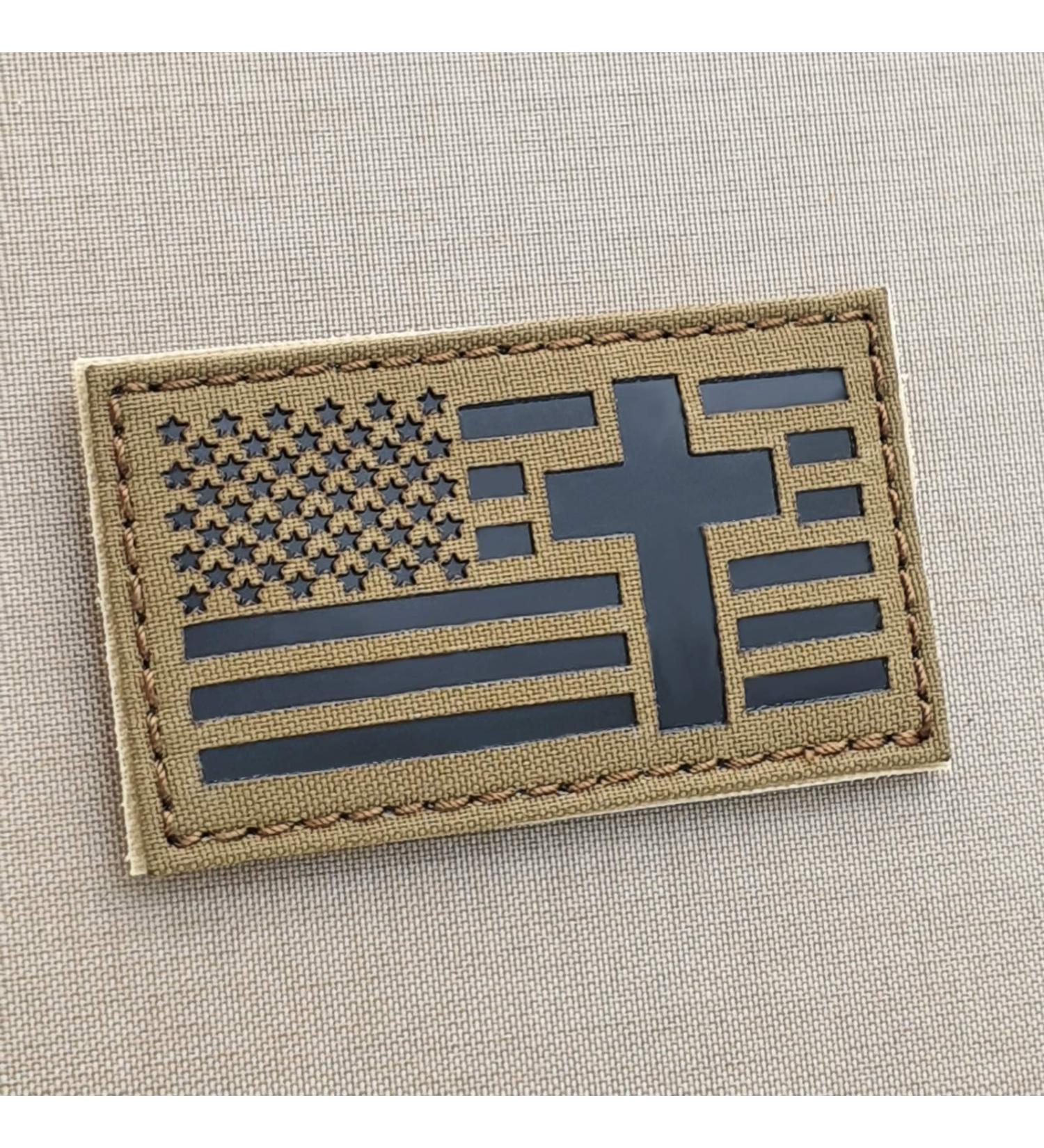 IR Tan USA Flag Christian Cross Coyote Brown Crucifix Patch - Tactical Morale Fastener - Buy Online on GoSupps.com
