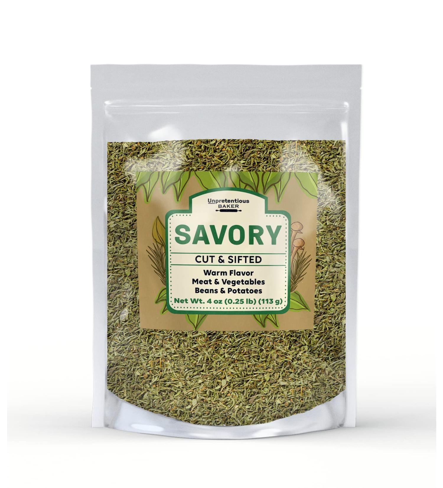Savory Cut & Sifted Herb for Meat & Vegetables - 4 oz | Thyme-Like Flavor | Unpretentious Baker - Buy Online on GoSupps.com