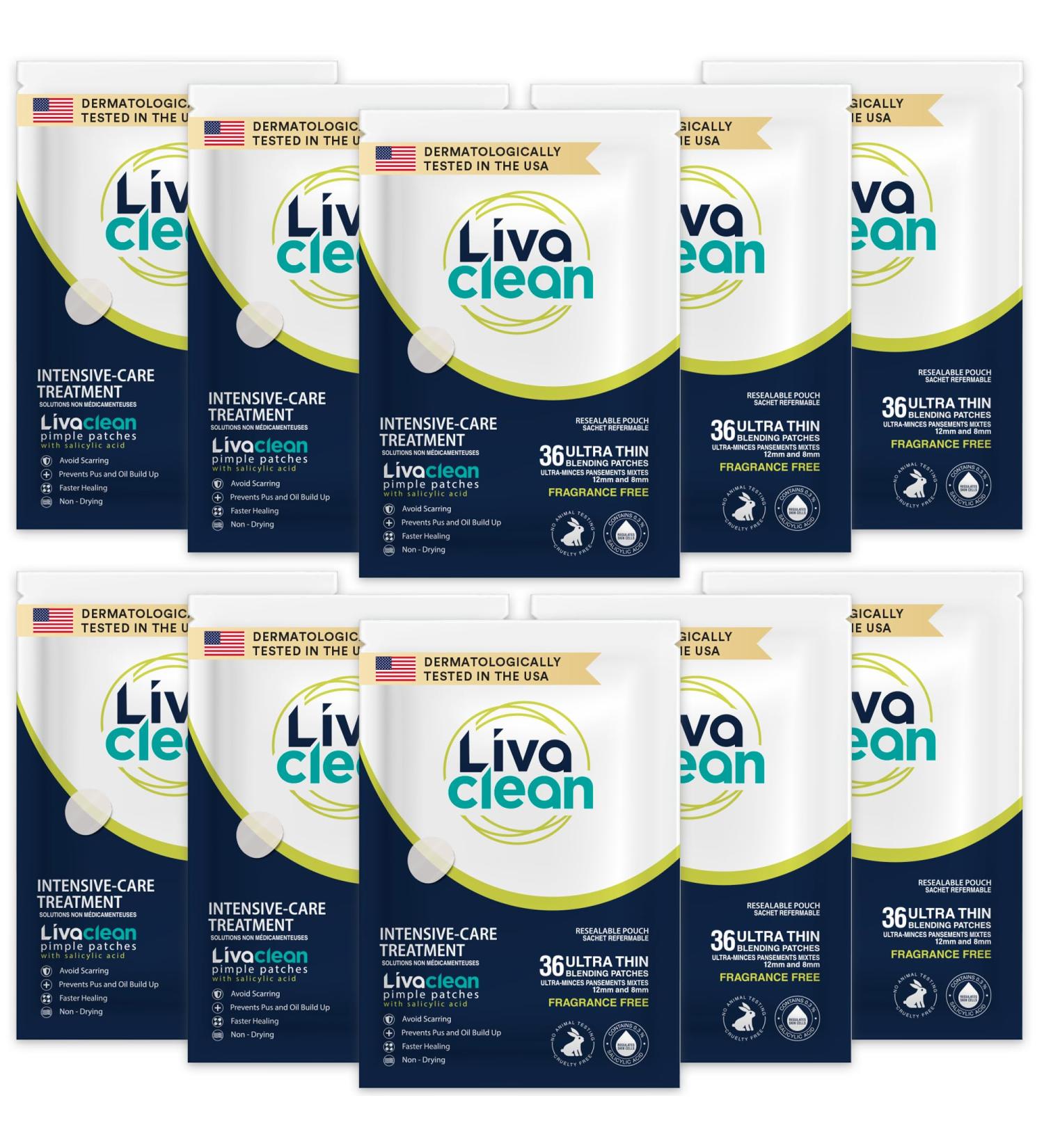 LivaClean (360 Count 10 Pack) Hydrocolloid Patches w/Salicylic Acid - Hydrocolloid Patch Face Hydrocolloid Patches Overnight Face Patches 10 Pack 360 Count S.acid Patches - Buy Online on GoSupps.com
