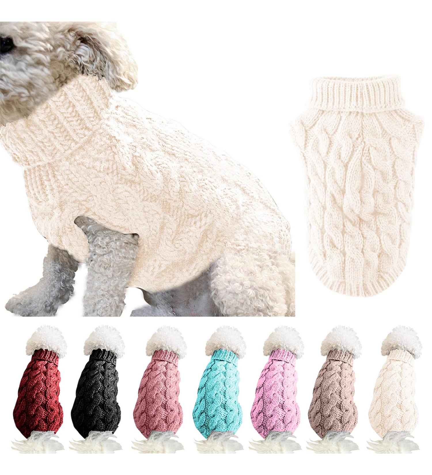 Shop Famkit XL White Pet Dog Turtleneck Sweater Warm Knitwear for Dogs (11-13.2lb) - Fashionable Outwear & Collar Roll - Buy Online on GoSupps.com