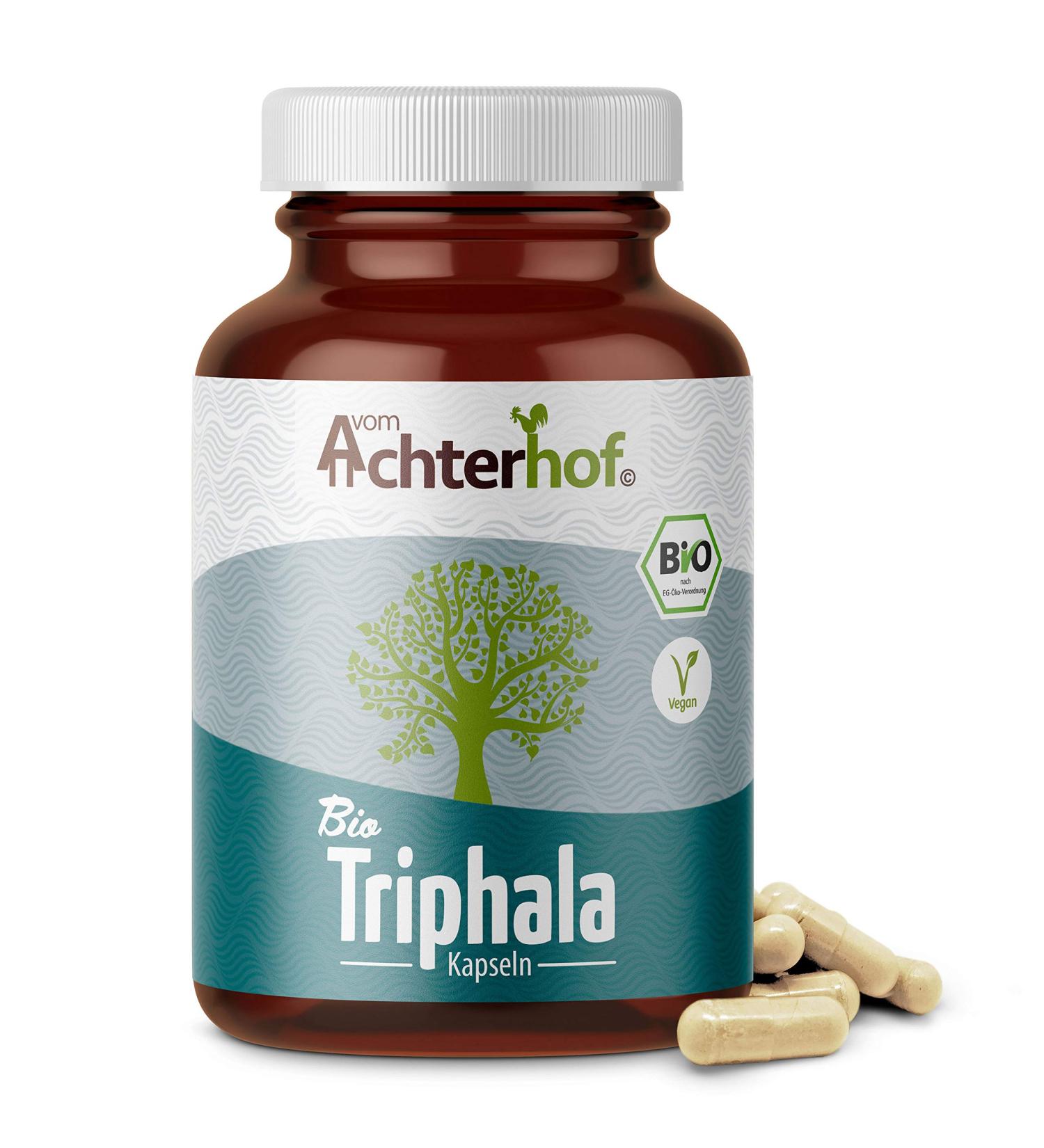 Organic Triphala Capsules (160 pcs) - 500mg per Capsule | Amalaki Bihitaki Haritaki | 100% Vegan | Achterhof 95.2g - International Shipping Available - Buy Online on GoSupps.com