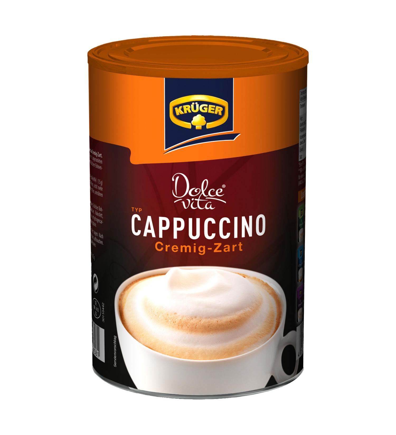 Kr ger Dolce Vita Cappuccino - Creamy Milk Coffee Made from Instant Coffee Beans | 200g | International Shipping Available - Buy Online on GoSupps.com