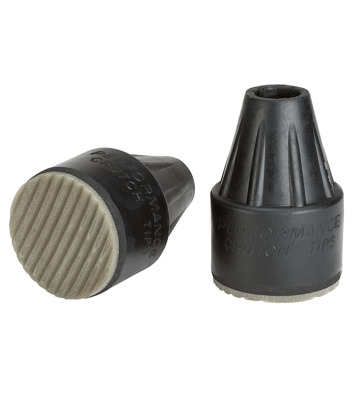 Thomas Fetterman Performance Crutch & Cane Rain Tip 2-3/8 Inch Base Diameter Black with Gray Tread Pair - Fits Crutches 7/8 to 1 Inch Crutch Shafts - Buy Online on GoSupps.com