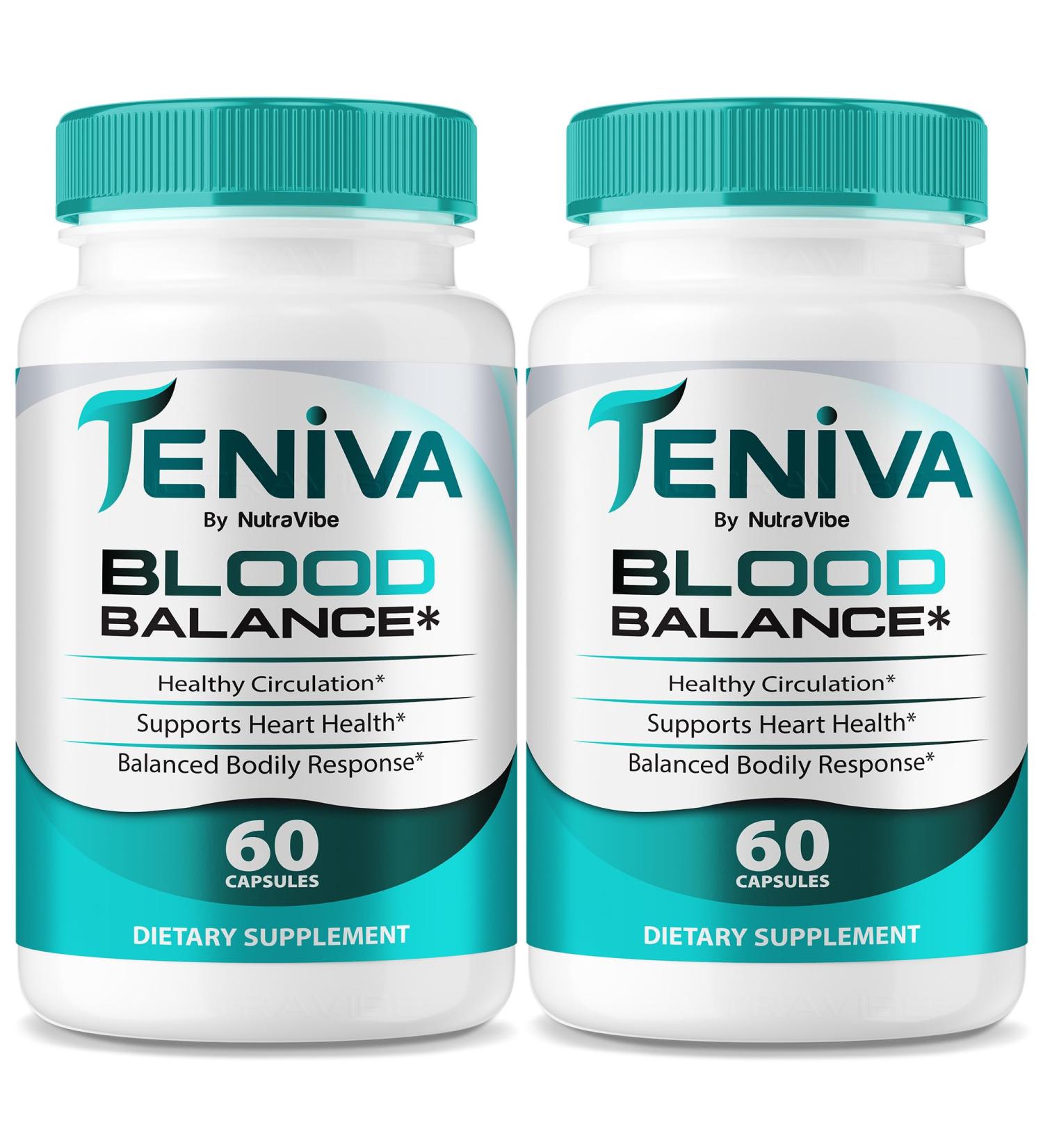 (2 Pack) Teniva Blood Balance Advanced Daily Support for Circulation Energy & Balanced Levels | Natural Formula to Help Maintain Natural Flow and Overall Health Just 2 Pills Daily (120 Capsules) - Buy Online on GoSupps.com