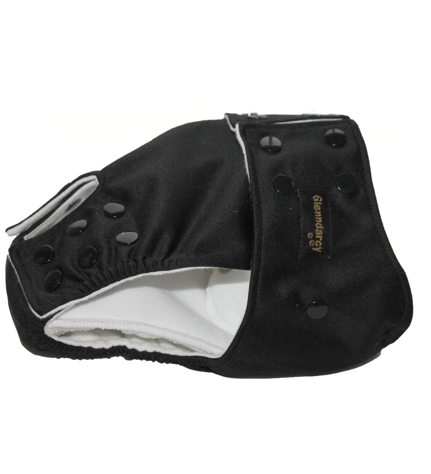 Glenndarcy Adjustable Waterproof Dog Diaper - Medium Black for Urinary Incontinence | 2 Washable Inserts | International Shipping Available - Buy Online on GoSupps.com