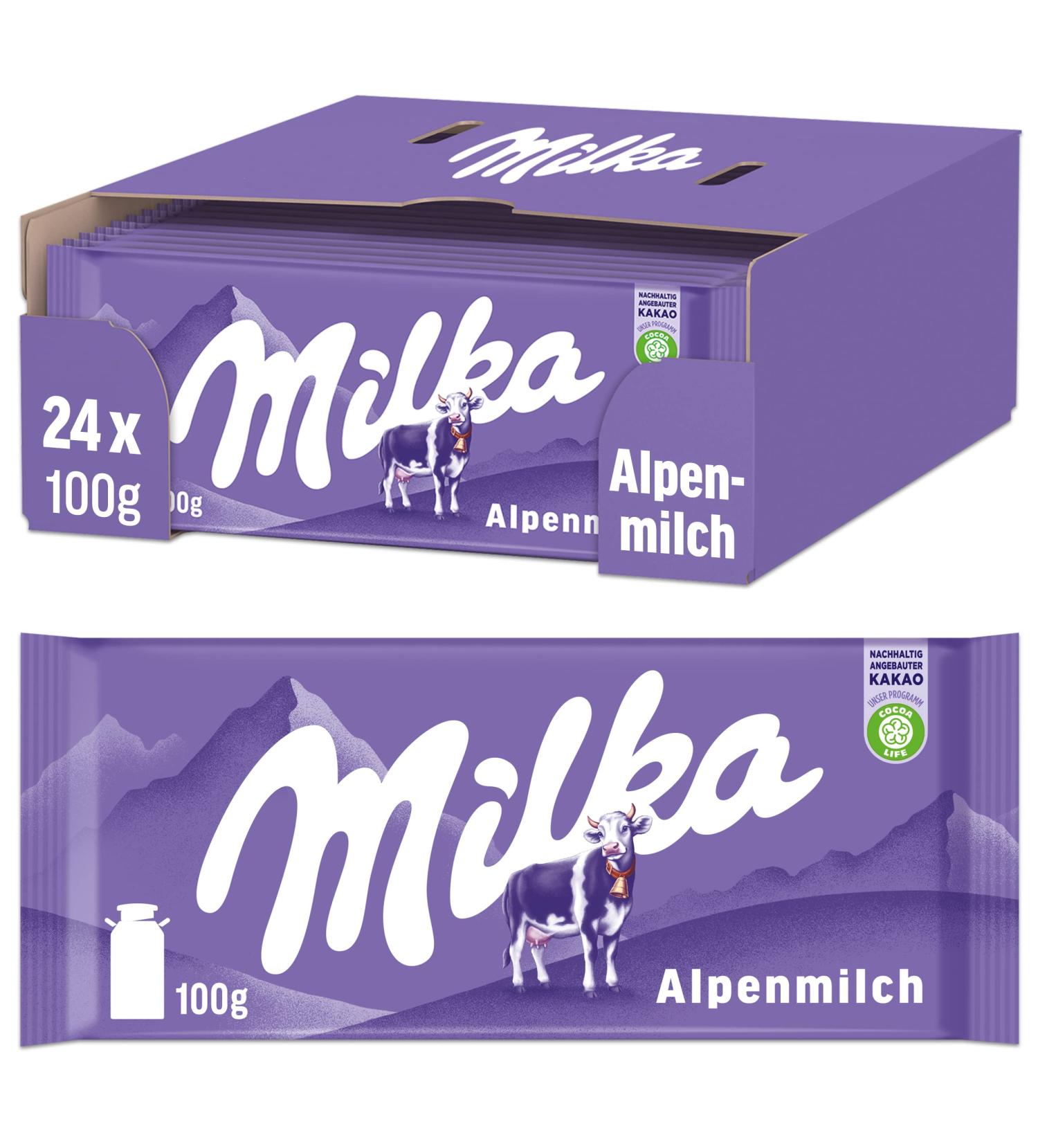 Buy Milka Alpine Milk Bar 24 x 100g - Rich & Creamy Chocolate | International Shipping Available - Buy Online on GoSupps.com