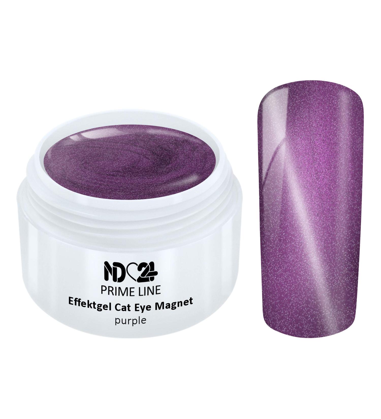 Prime Line - Uv Led Effect Gel Cat Eye Magnet Purple Glitter - Made in Germany - 5ml