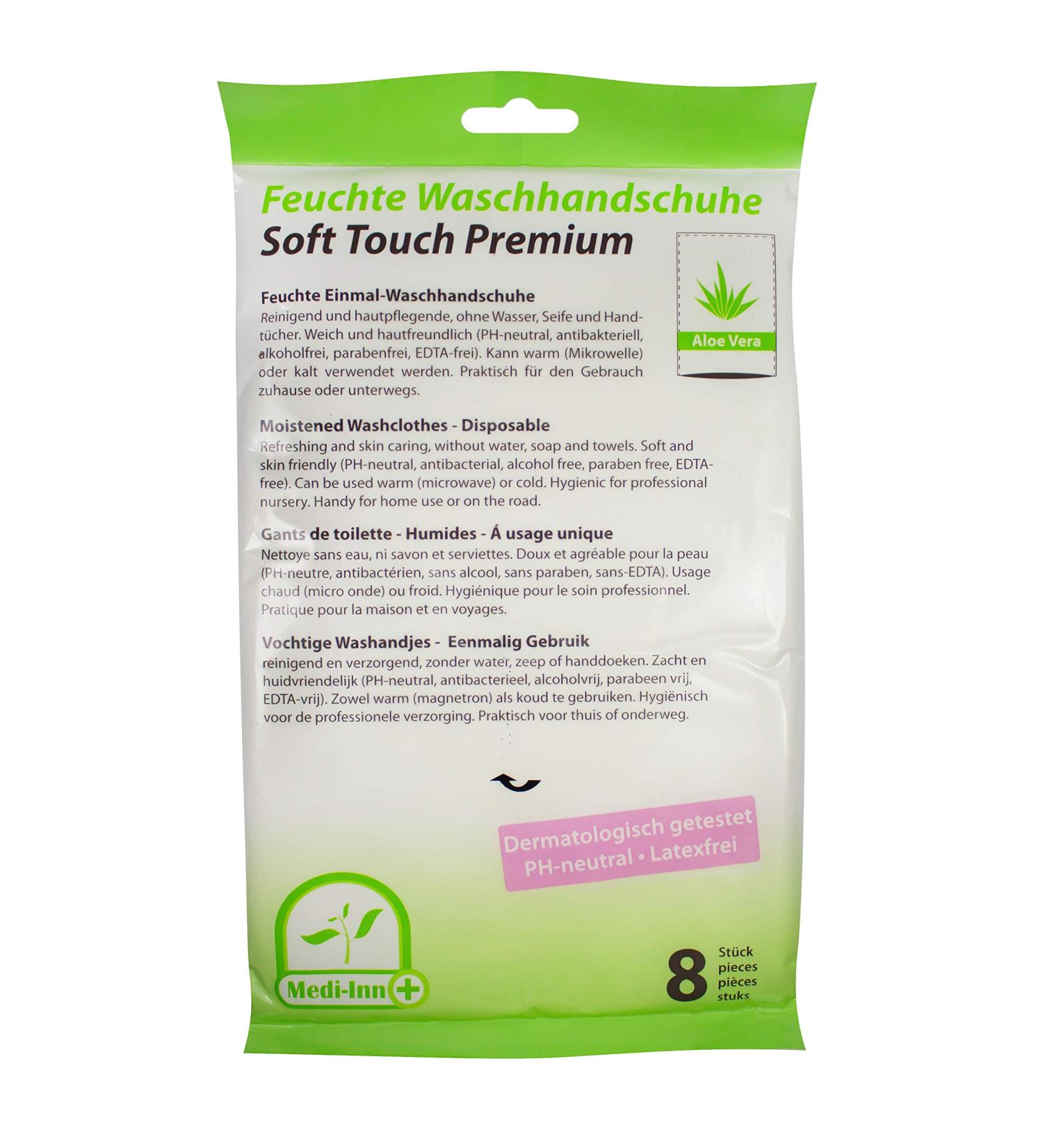 Medi-Inn+ Wet Disposable Wash Gloves | Soft Touch Premium Washcloths with Aloe Vera | 192 Pieces for Gentle Cleaning - Buy Online on GoSupps.com