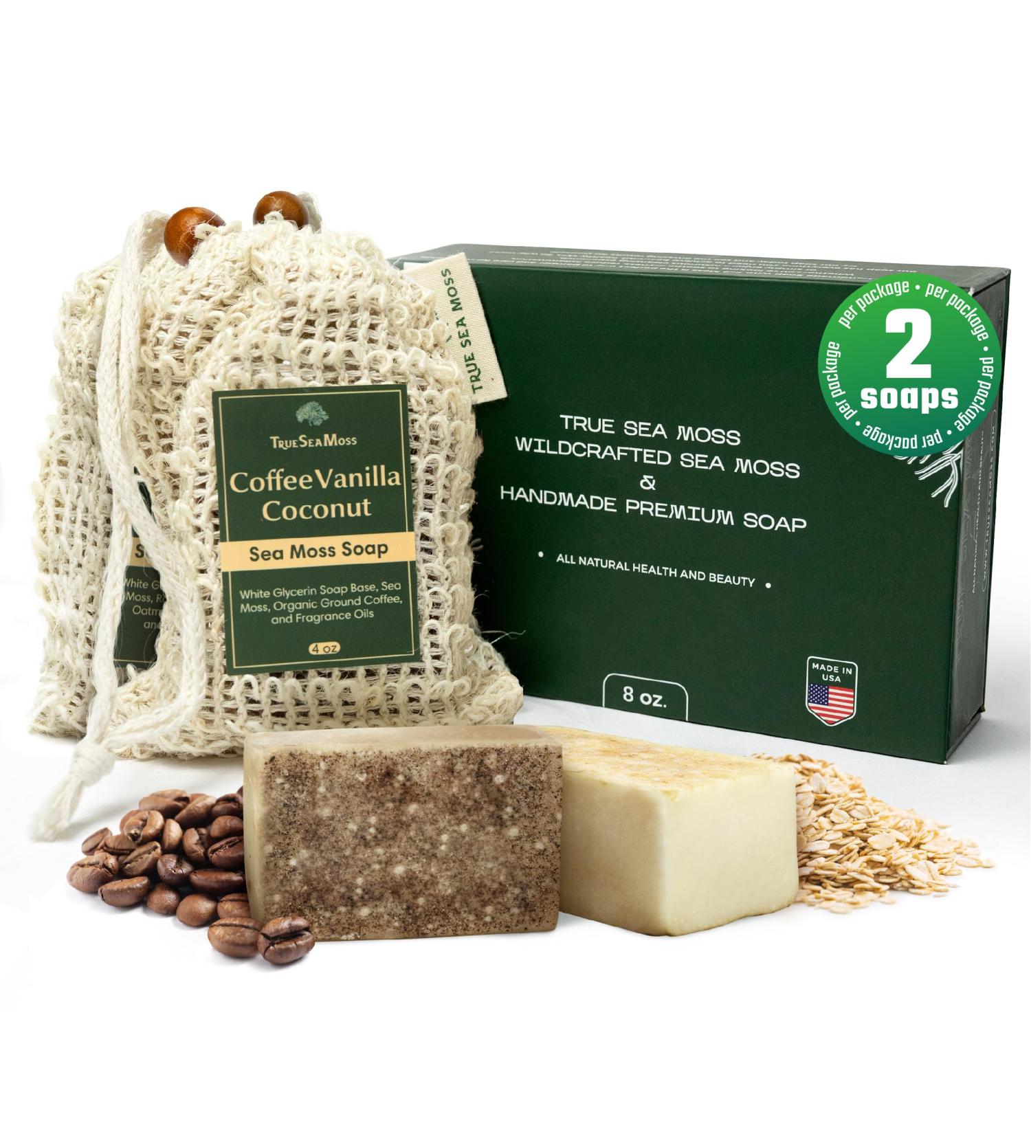 Detoxifying Sea Moss Soap - All-Natural Coffee Vanilla Coconut & Oatmeal Honey - Gentle for Sensitive Skin | Perfect Gift for Men & Women - Buy Online on GoSupps.com