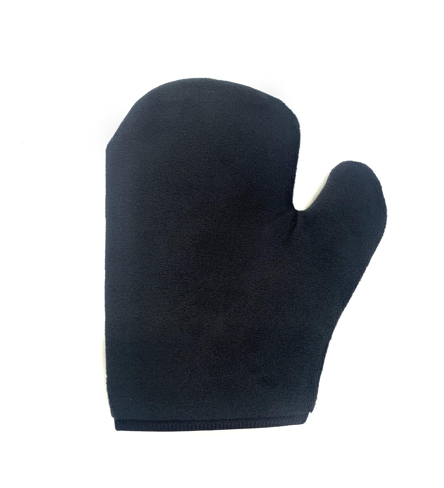 Pink/Black Microfibre Tanning Mitt for Fake Tan Waterproof Inner Lining with Thumb for Easy Grip and Application (Black)