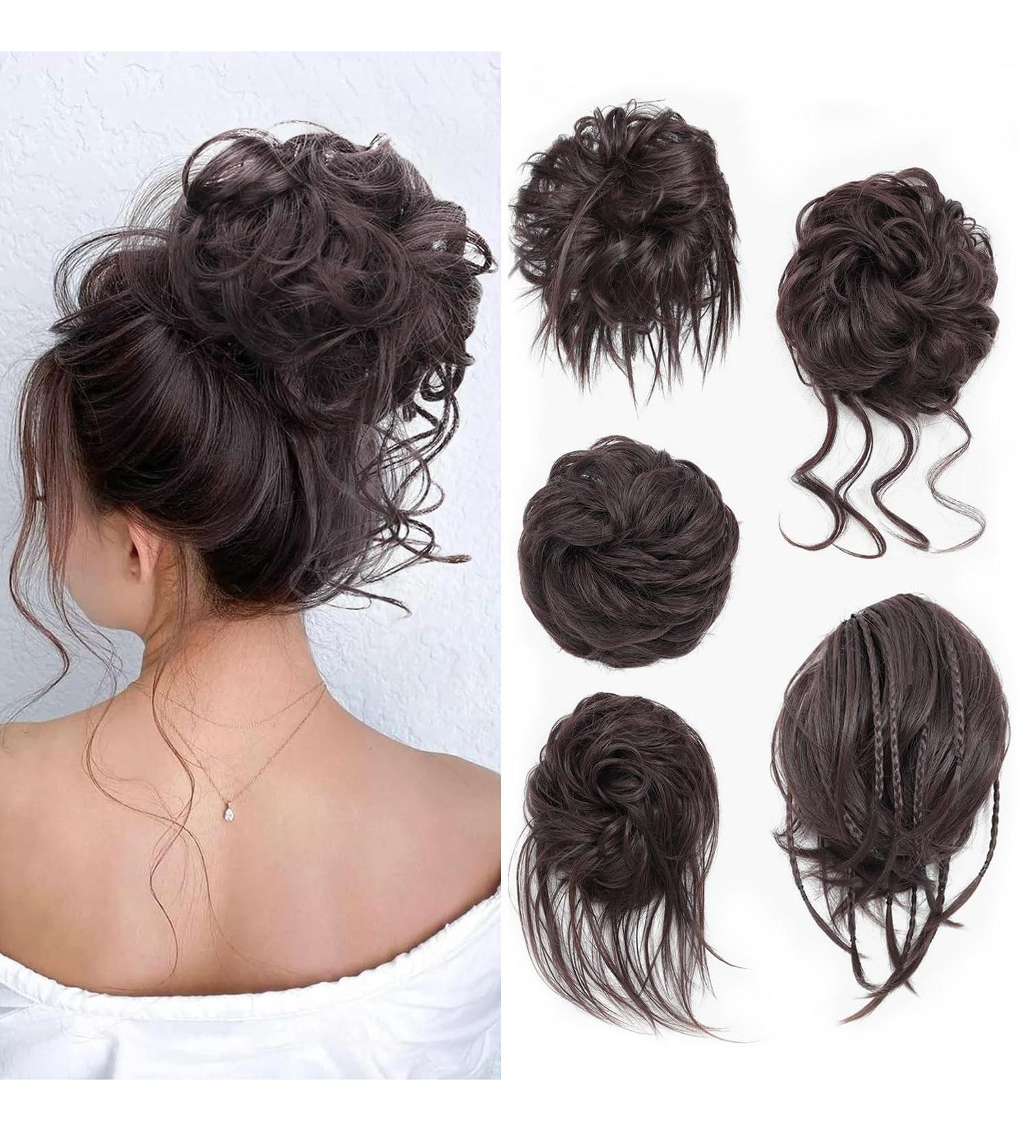 Fulang Hair 5-Pack Wavy Bun Hair Parts with Rubber Bands | DIY Updos & Extensions for Women - Buy Online on GoSupps.com