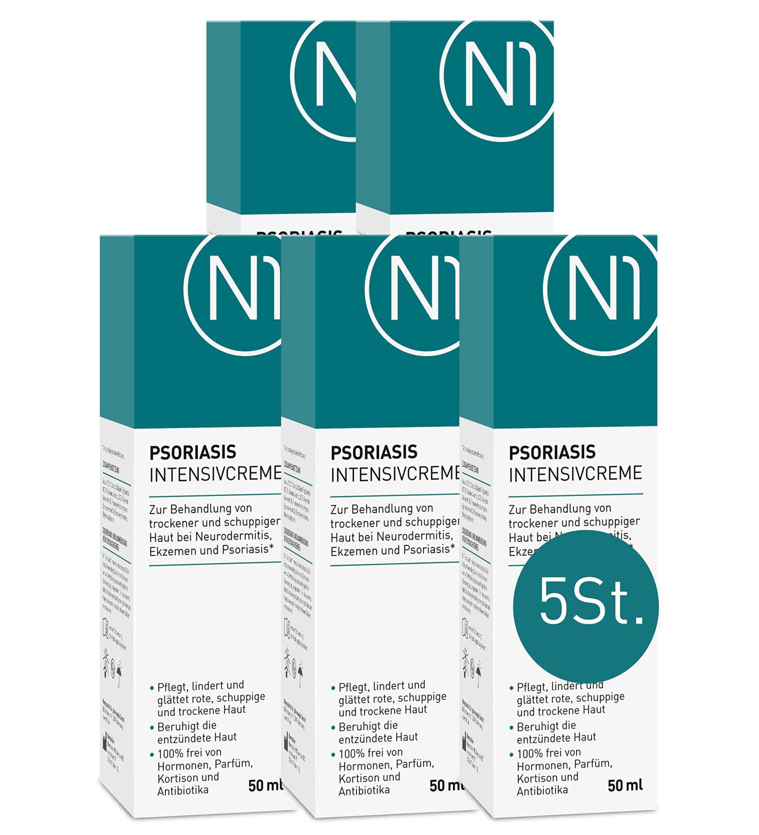 N1 Psoriasis Intensive Cream 250ml - Soothes Eczema & Neurodermatitis Relieves Red & Dry Skin - 5x50ml Best Seller - Buy Online on GoSupps.com
