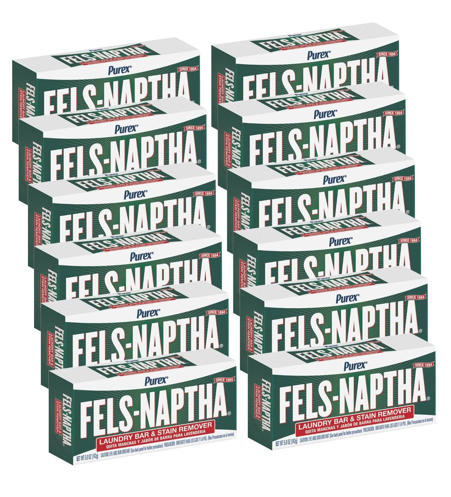 Fels Naptha Laundry Soap 12-Pack - Powerful Stain Remover and Cleaner - Buy Online on GoSupps.com