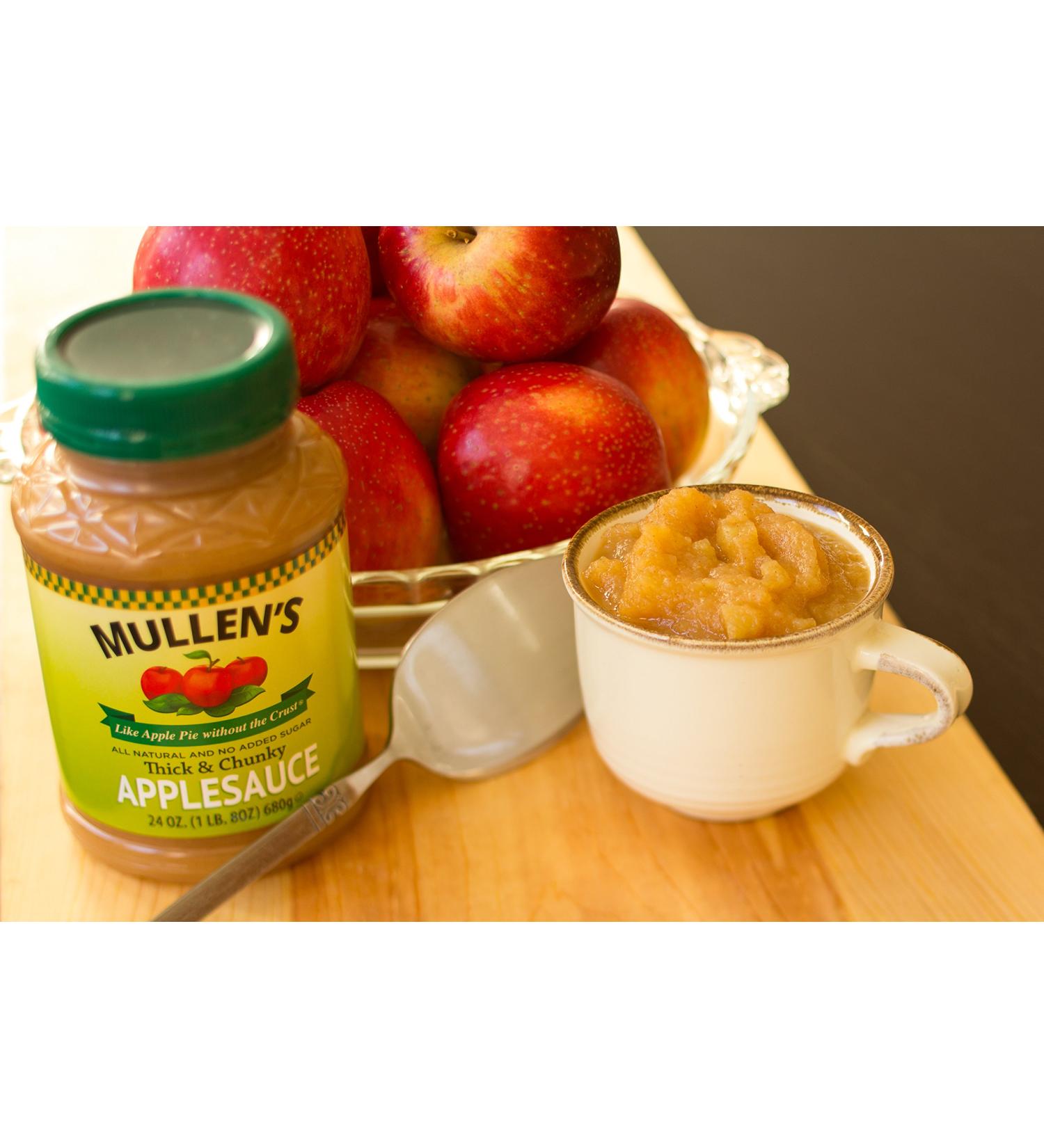 Mullen's Applesauce - Apple Pie Flavor, Less Sugar Recipe (24oz, Pack of 12) - Buy Online on GoSupps.com