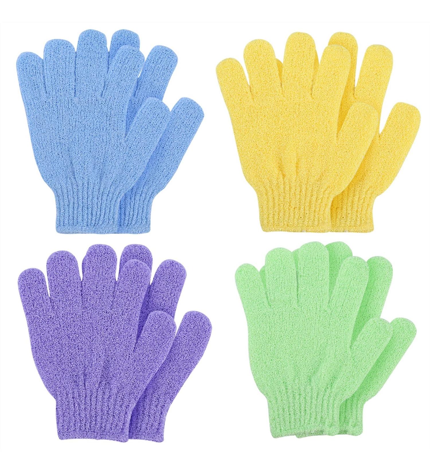 ONGHAHYIS Shower Scrubbing Mitt - Set of 4 Pairs Five-Finger Exfoliating Bath Gloves for Body Scrubber and Cleaning - Nylon Shower Gloves for Bathroom Brushes - Buy Online on GoSupps.com