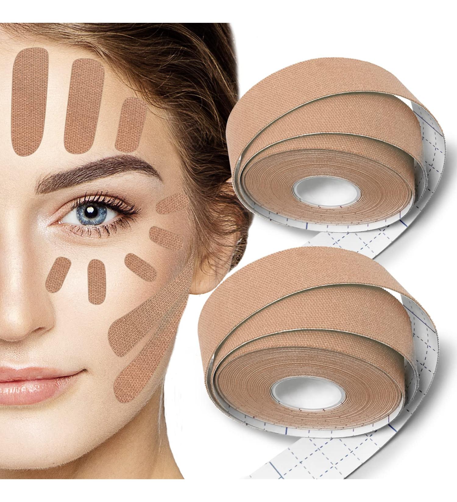 Face Lifting Tape - Sfuchin 2.5cmx500cm Multifunctional Anti-Fold Tape for Wrinkles - High Elastic Kinesiology Skin Patches - Double Chin Removal - 2 Rolls - Buy Online on GoSupps.com