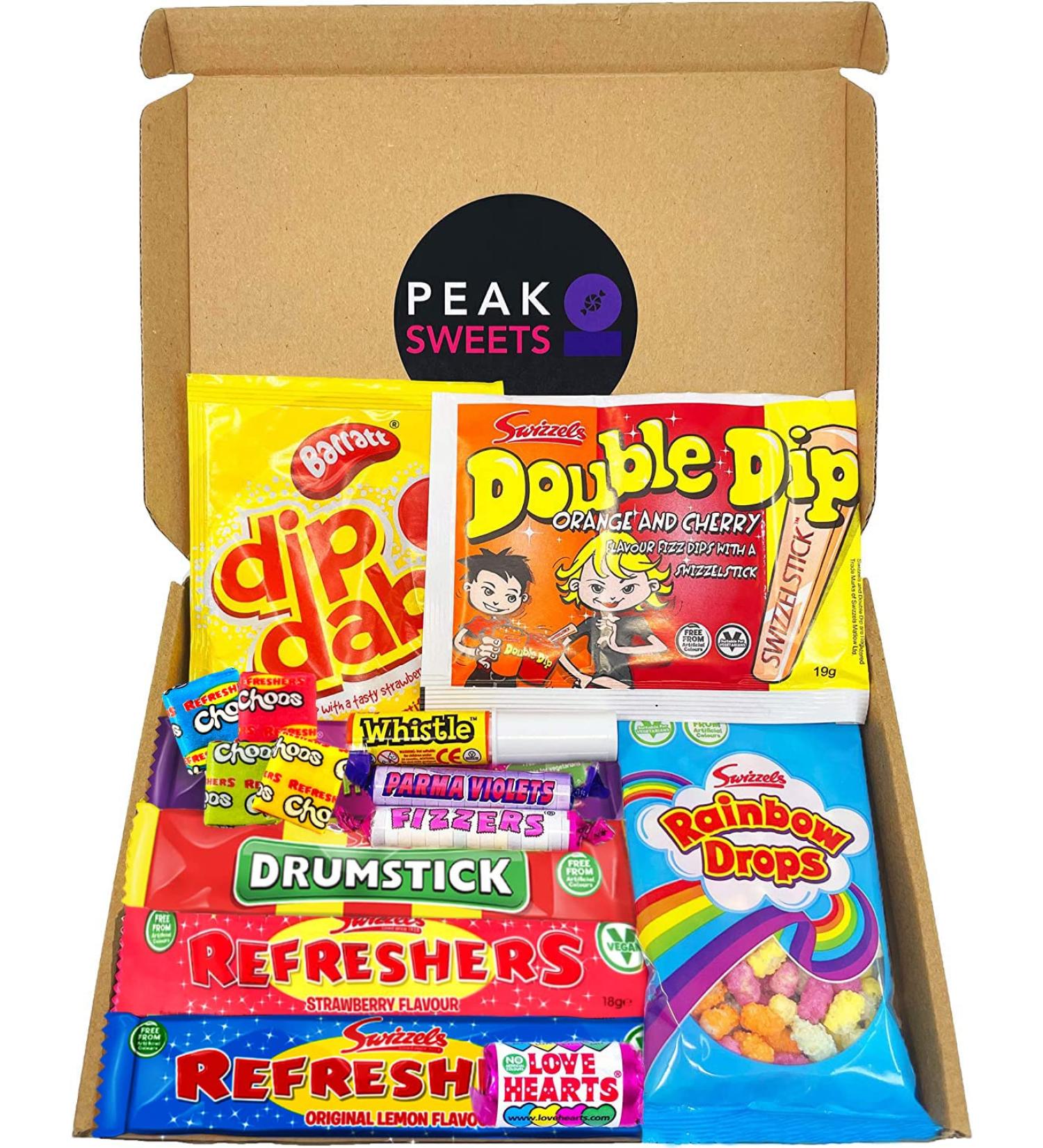 Peak Sweets Vegan Candy Box for Kids - Retro Candy Box with Old School Candy Assortment - Mailbox Gift Basket Swizzels Chew Bars - Buy Online on GoSupps.com