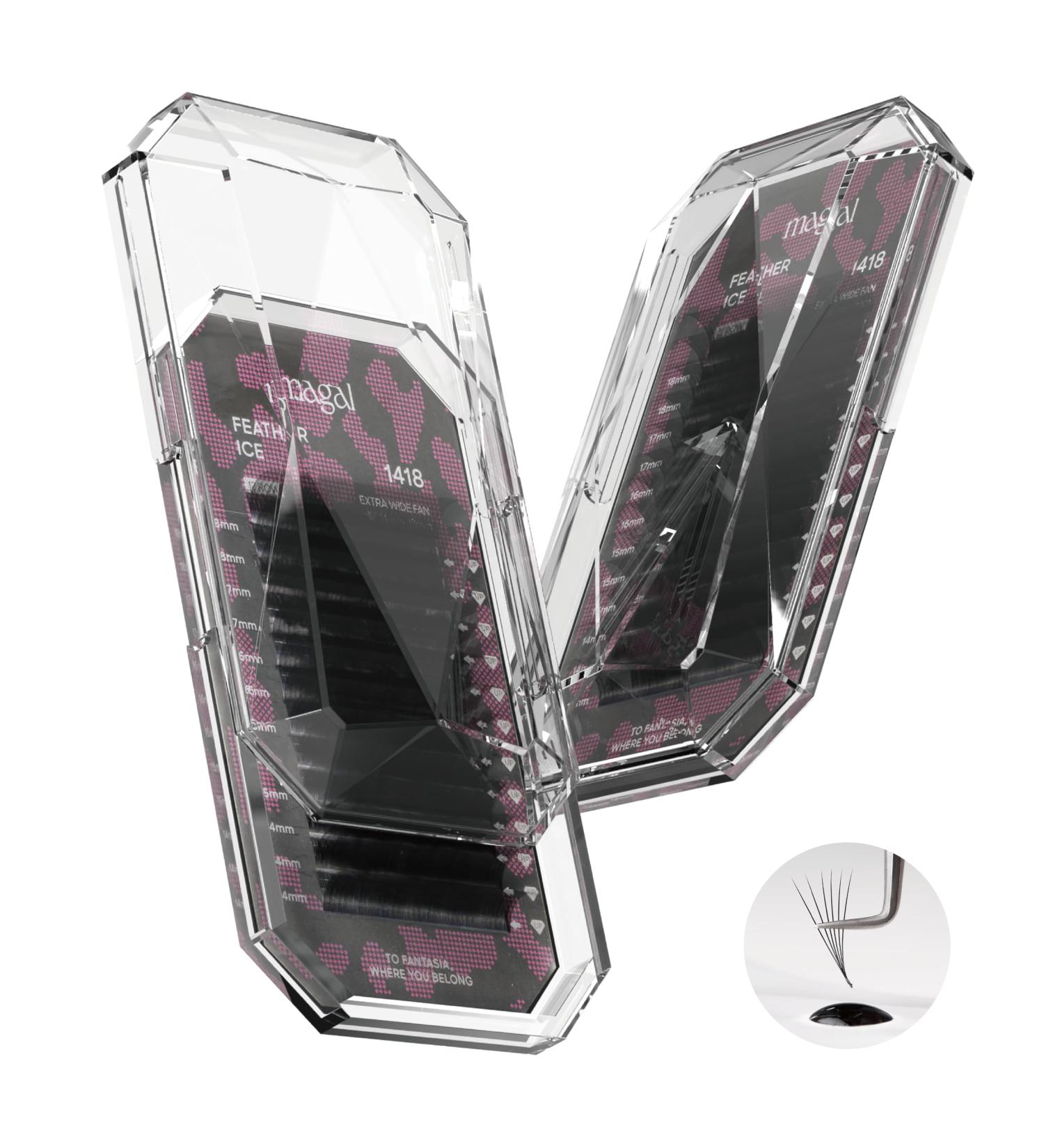 FEATHER ICE 1418 Longer Lasting Professional 0.03 C/D/D+ Curl 14-18mm Mix Lash Extension/Individual Lash Tray/Matte Dark Extra Volume Professional Eyelashes Tray (Matte 1418MIX) (Black) (M1418BKD) Matte 1418Mix D curl