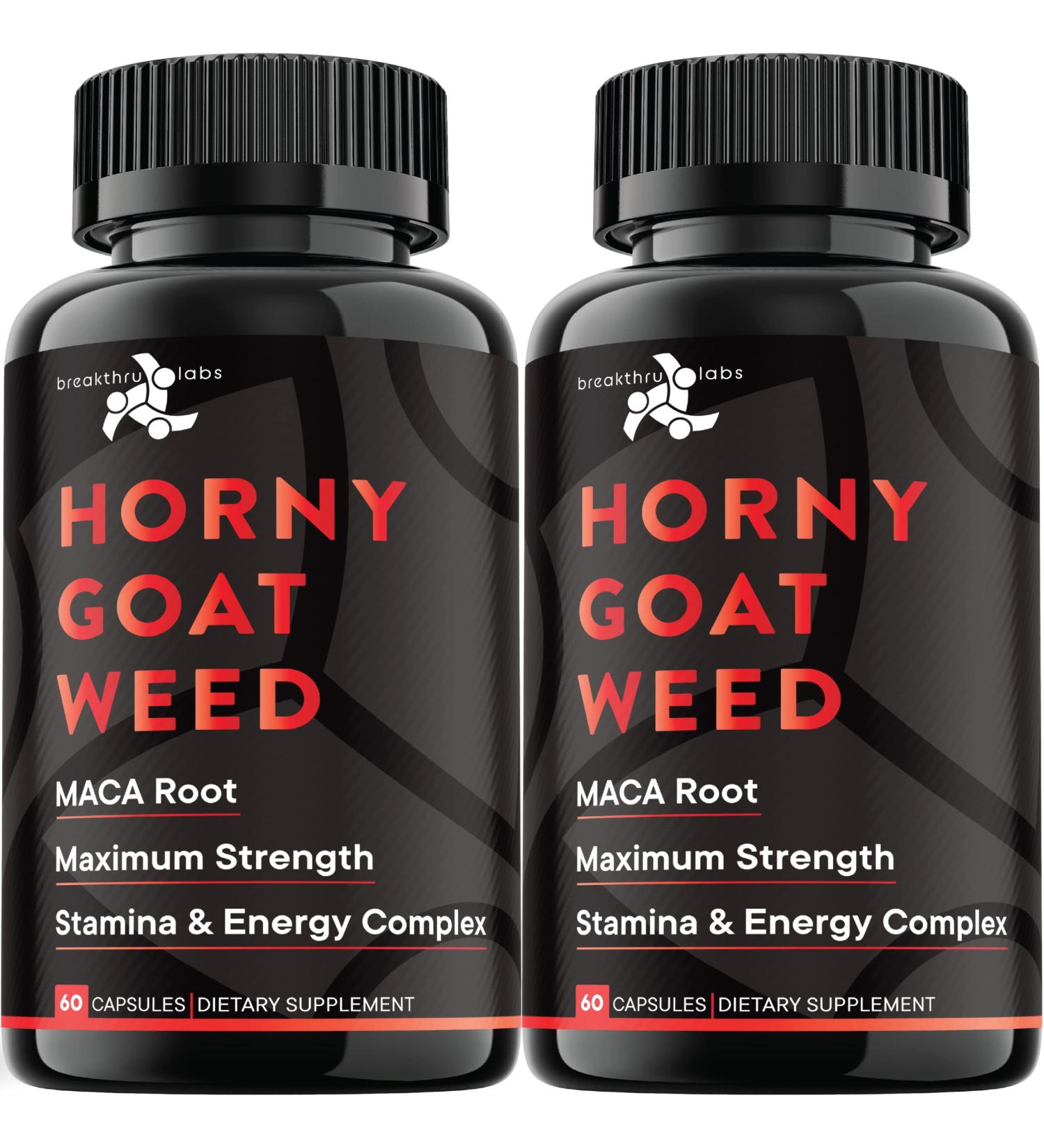 Horny Goat Weed 1000mg Max Strength with Maca Root, Ginseng, Tongkat Ali, Saw Palmetto, L-Arginine - USA Made Energy Complex - 2-Pack 120 Count - Buy Online on GoSupps.com