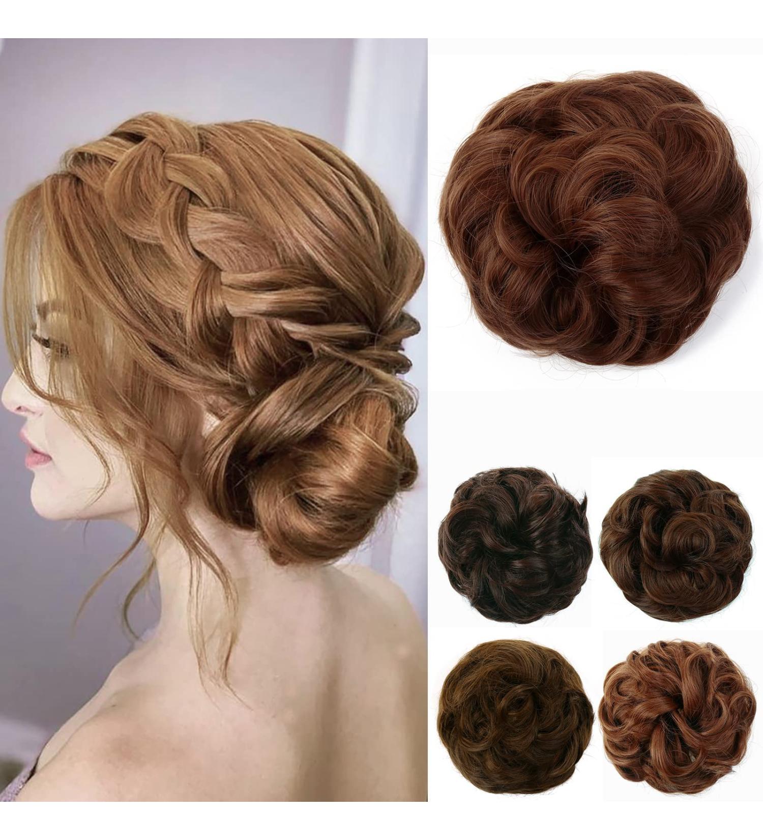 JJstar Messy Hair Bun Curly Wavy Hair Scrunchie - Medium Auburn Chignon for Women & Girls - Buy Online on GoSupps.com