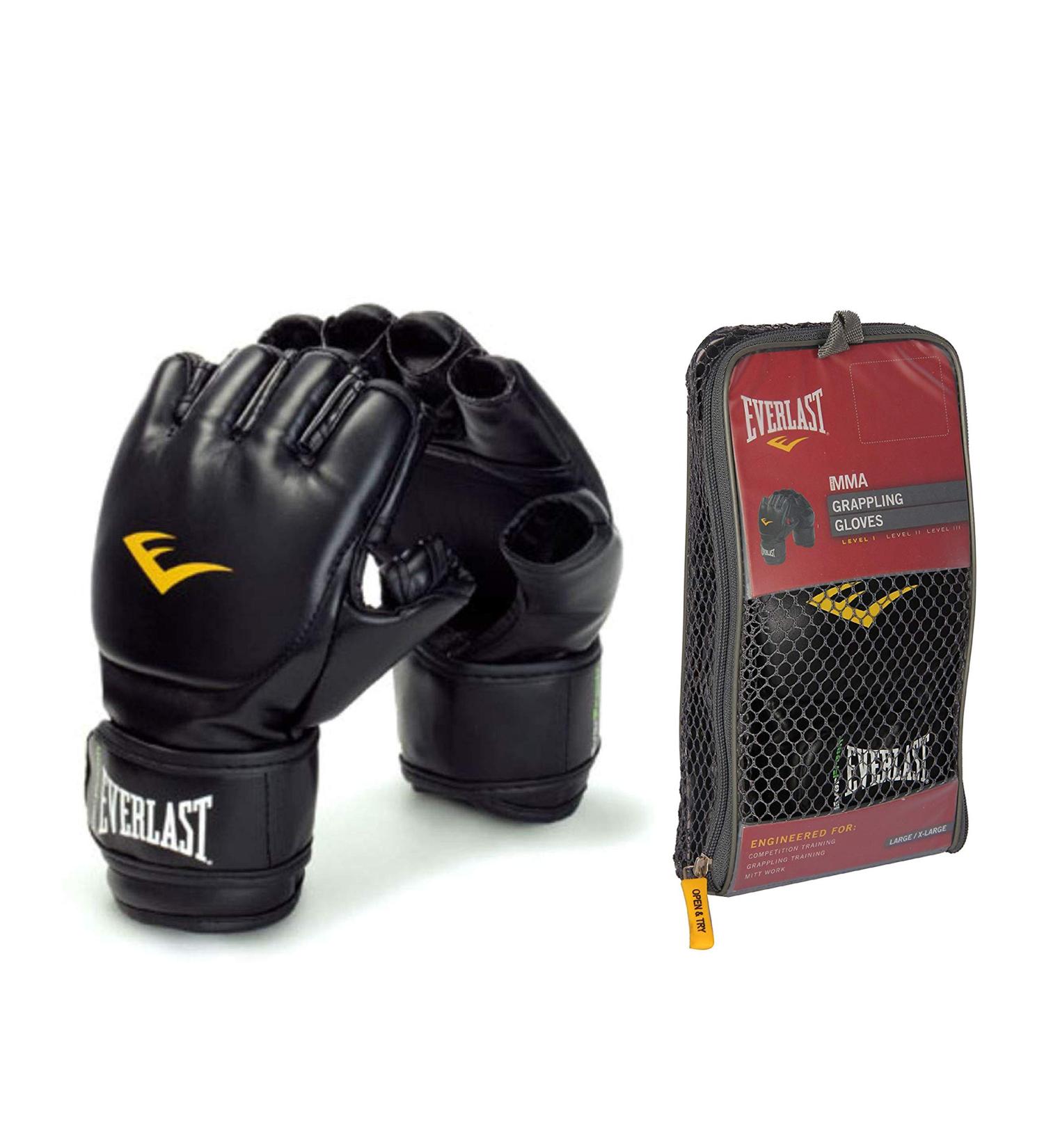 Everlast Unisex Adult Boxing Gloves - MMA Grappling Gloves L-XL Black | International Shipping Available - Buy Online on GoSupps.com