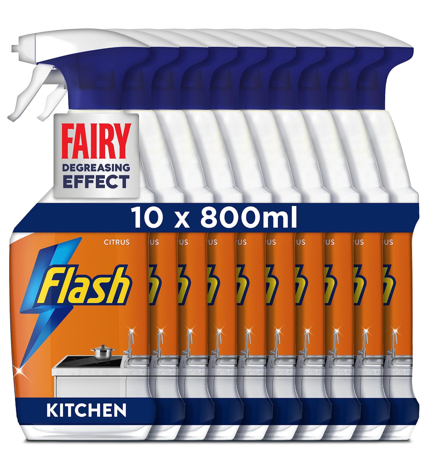 Flash Kitchen Degreaser Cleaning Spray 800ml - Pack of 10 - Buy Online on GoSupps.com