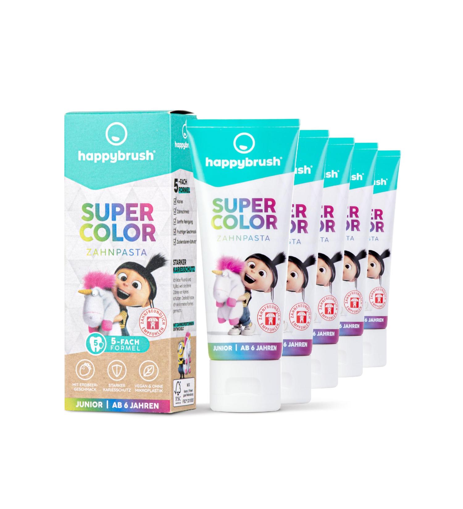  happybrush happybrush SuperBanana Kids Toothpaste with Banana and Mint Flavour - Microplastic Free Children's Toothpaste - Pack of 5 x 75ml - Buy Online on GoSupps.com