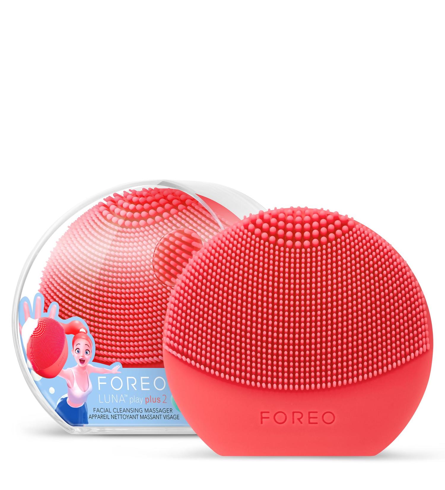 Foreo Luna Play Plus 2 | Ultrahygienic Facial Cleaning Brush for All Skin Types | Travel-Friendly Face Massage Device | Deep Clean in 1 Minute | Peach of Cake - Buy Online on GoSupps.com