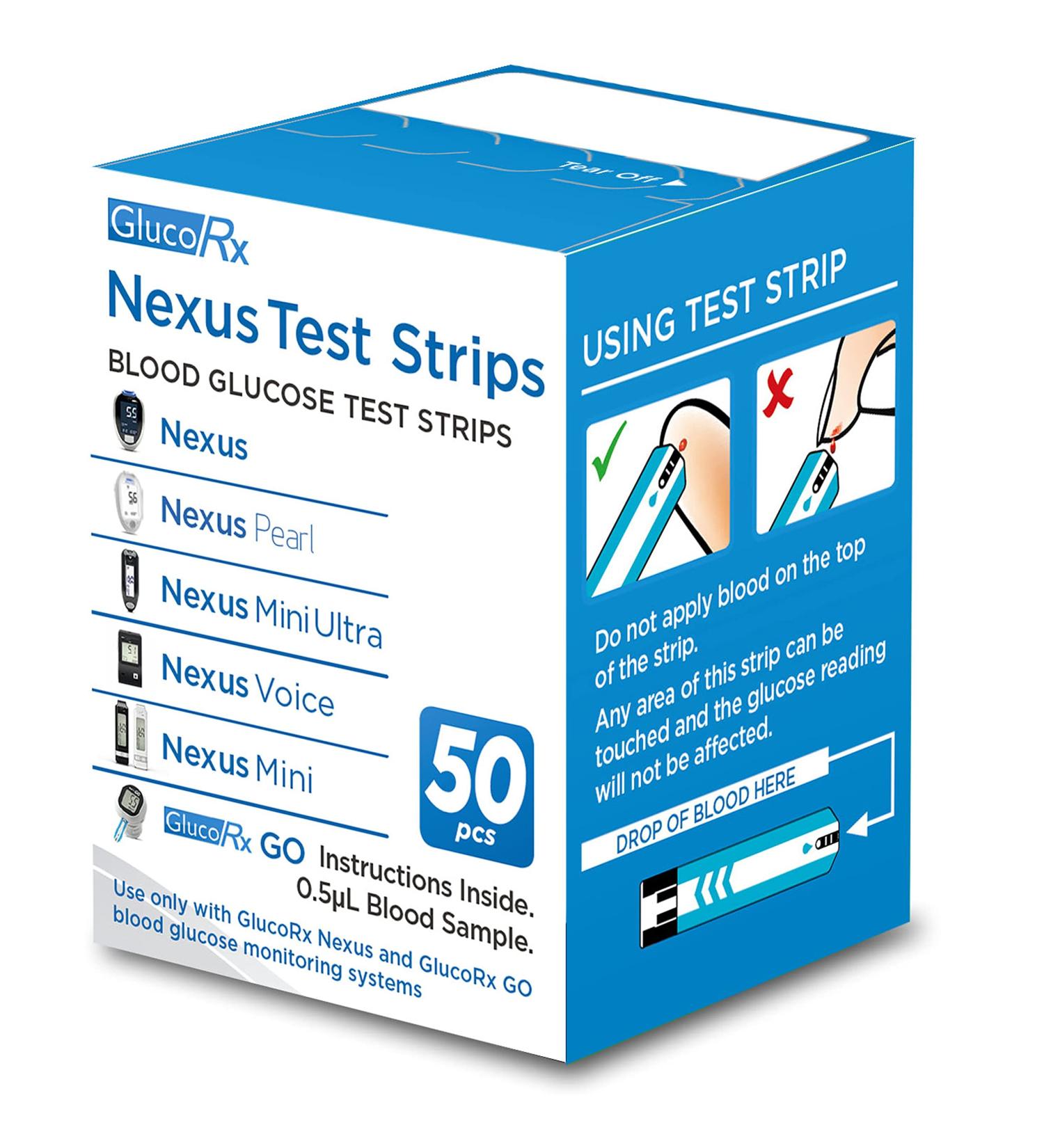 GlucoRx Nexus Test Strips - Accurate Blood Glucose Monitoring - Buy Online on GoSupps.com