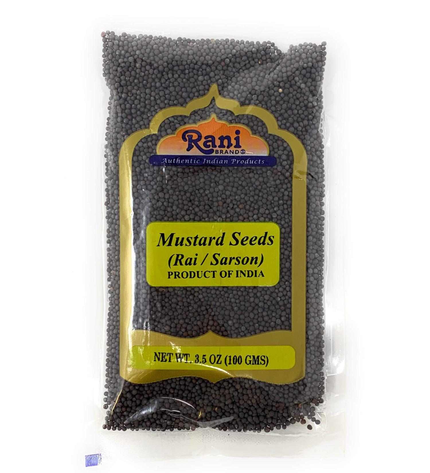 Rani Black Mustard Seeds (Kali Rai) 3.5oz - Indian Origin, All Natural, Gluten Friendly, NON-GMO, Vegan | Whole Spice Seeds - 3.5 Ounce Bag - Buy Online on GoSupps.com