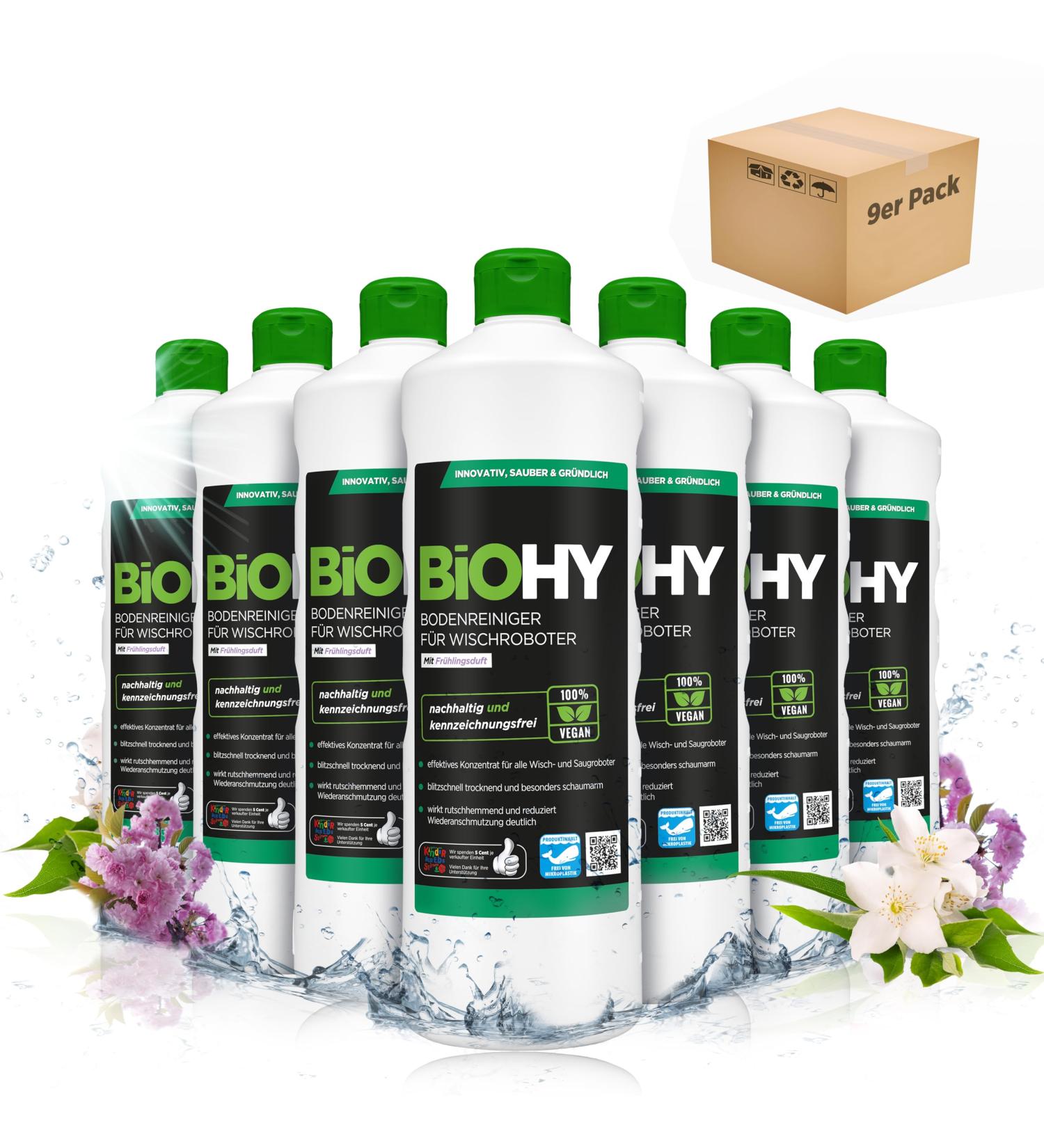 Buy Biohy Floor Cleaner for Wiping Robots - Fresh Spring Fragrance 9x1L Concentrate Eco-Friendly & Streak-Free - Buy Online on GoSupps.com