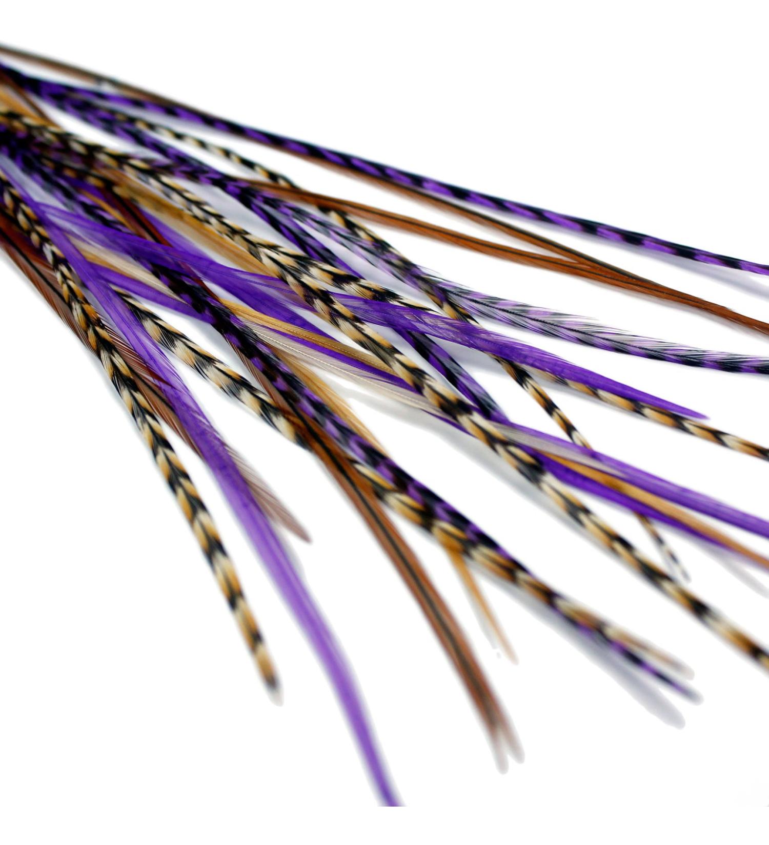 Real Feather Hair Extensions - Auburn Purple (5 Feathers) | Top Quality Feathers - Buy Online on GoSupps.com
