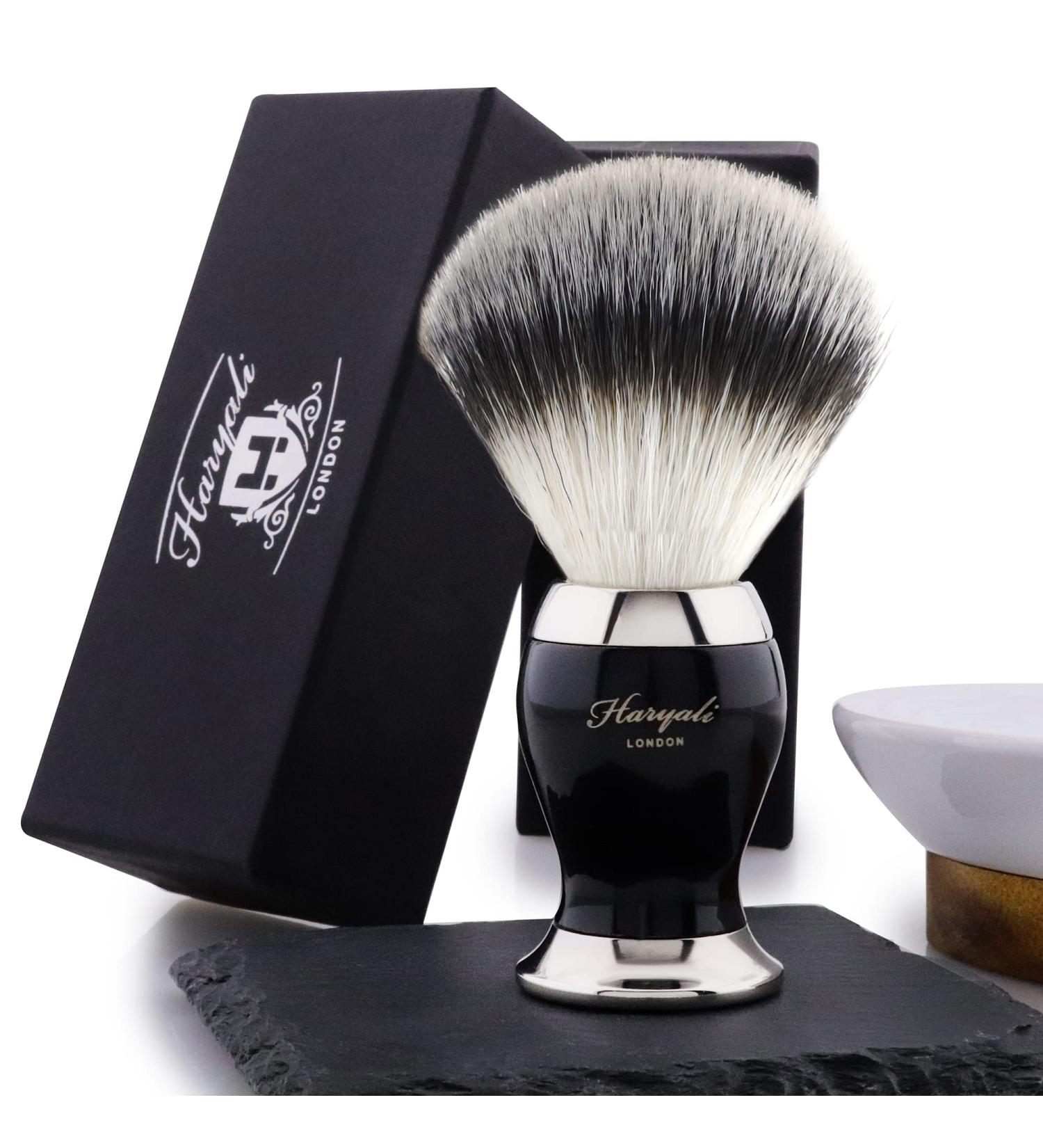 Haryali London Dachshaar Razor Brush - Premium Black Wet Shaving Brush for Cream & Soap - Luxurious Resin Handle & Metal Accents - Perfect for Smooth Shaving - Buy Online on GoSupps.com