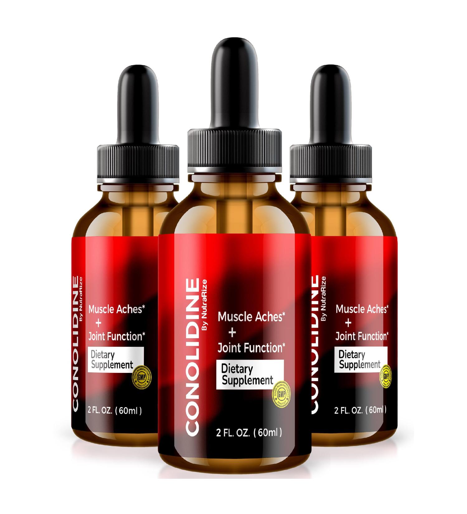 Conolidine Drops 3 Pack - All-Natural Joint Support Supplement | Advanced Relief & Better Movement | 1000 mg | 90 Servings | Top Reviews - Buy Online on GoSupps.com